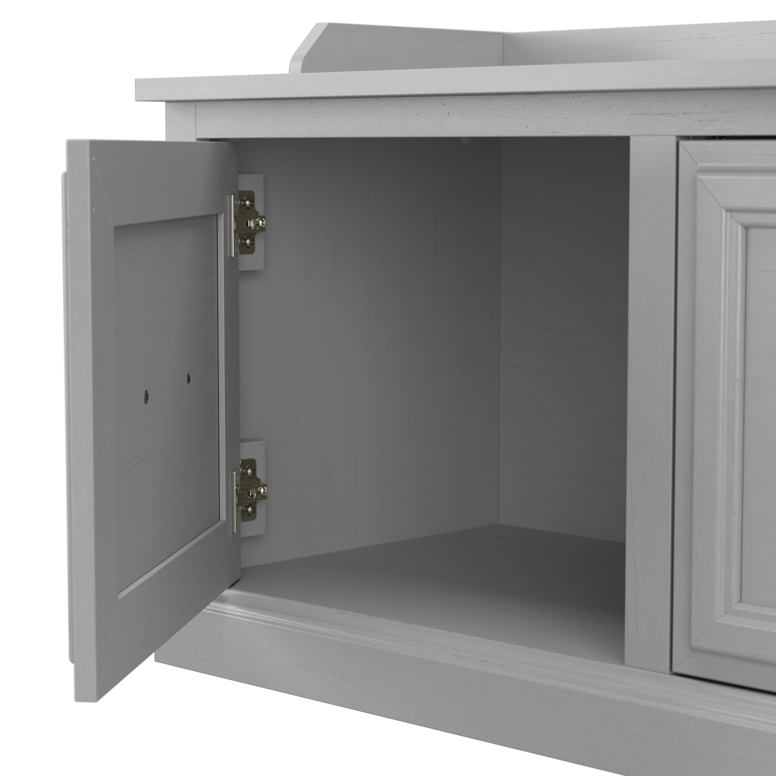 Shop Bush Furniture Woodland 40W Shoe Storage Bench with Doors 03 WDS140CG-03 #color_cape cod gray