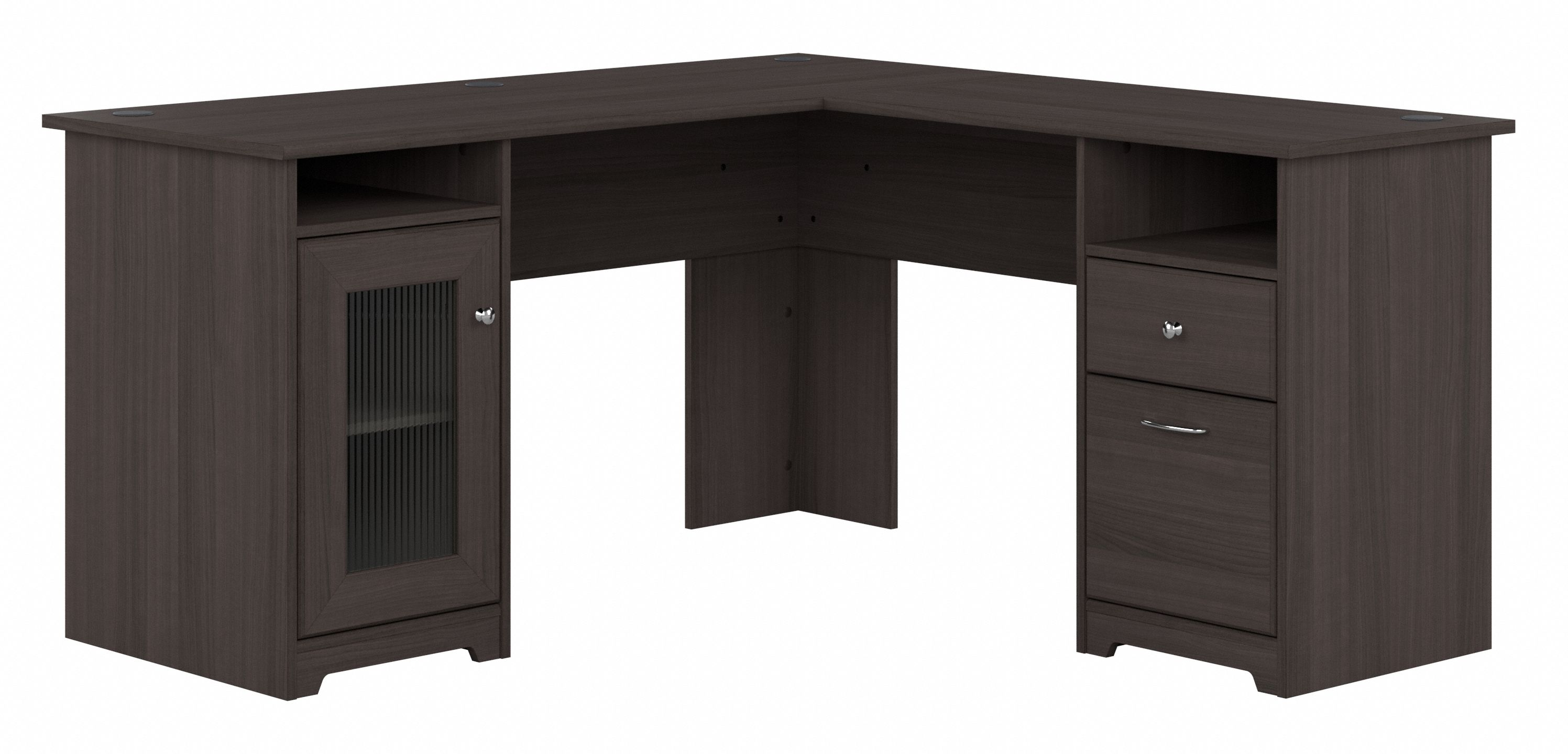 Shop Bush Furniture Cabot 60W L Shaped Computer Desk with Storage 02 WC31730K #color_heather gray