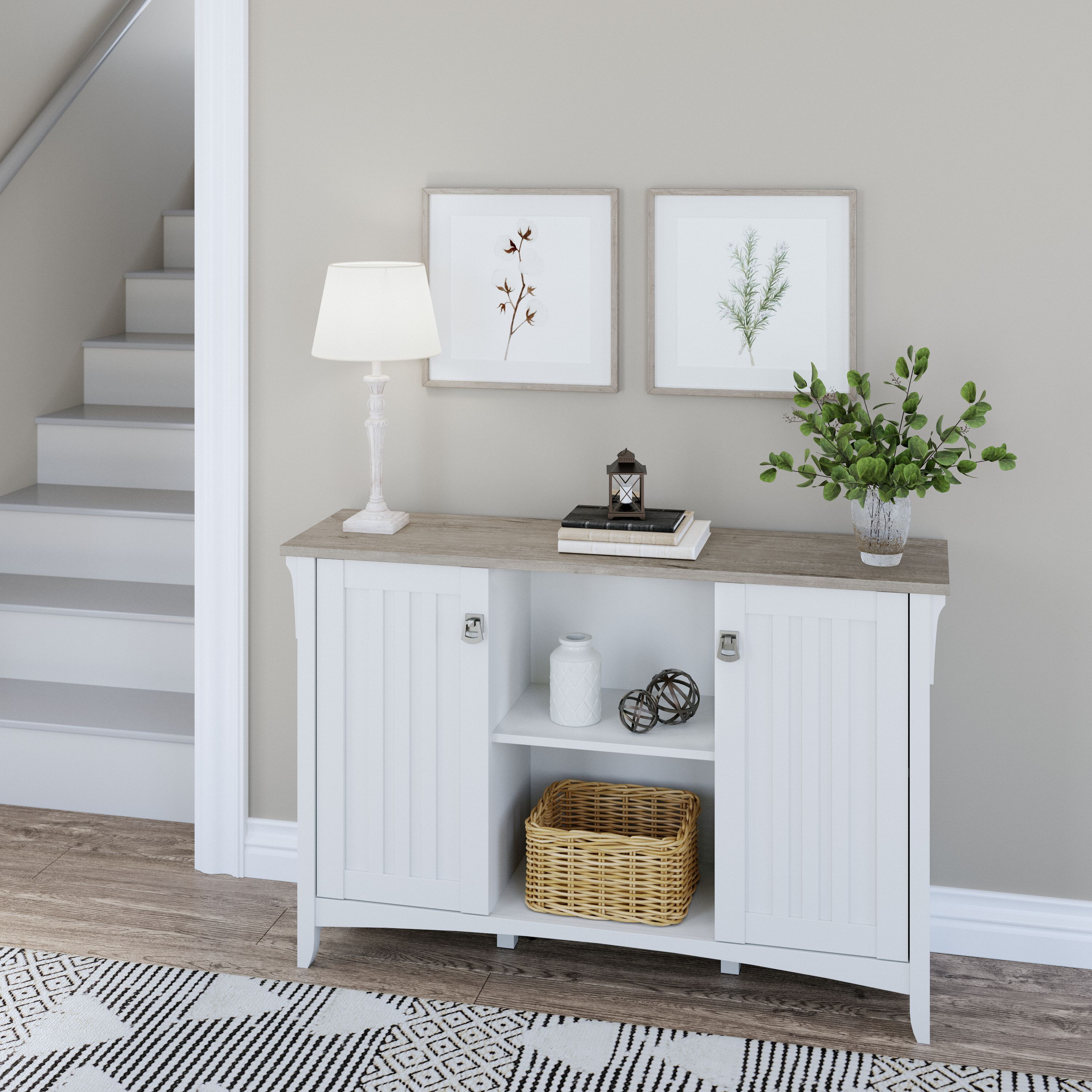 Shop Bush Furniture Salinas Accent Storage Cabinet with Doors 01 SAS147G2W-03 #color_shiplap gray/pure white