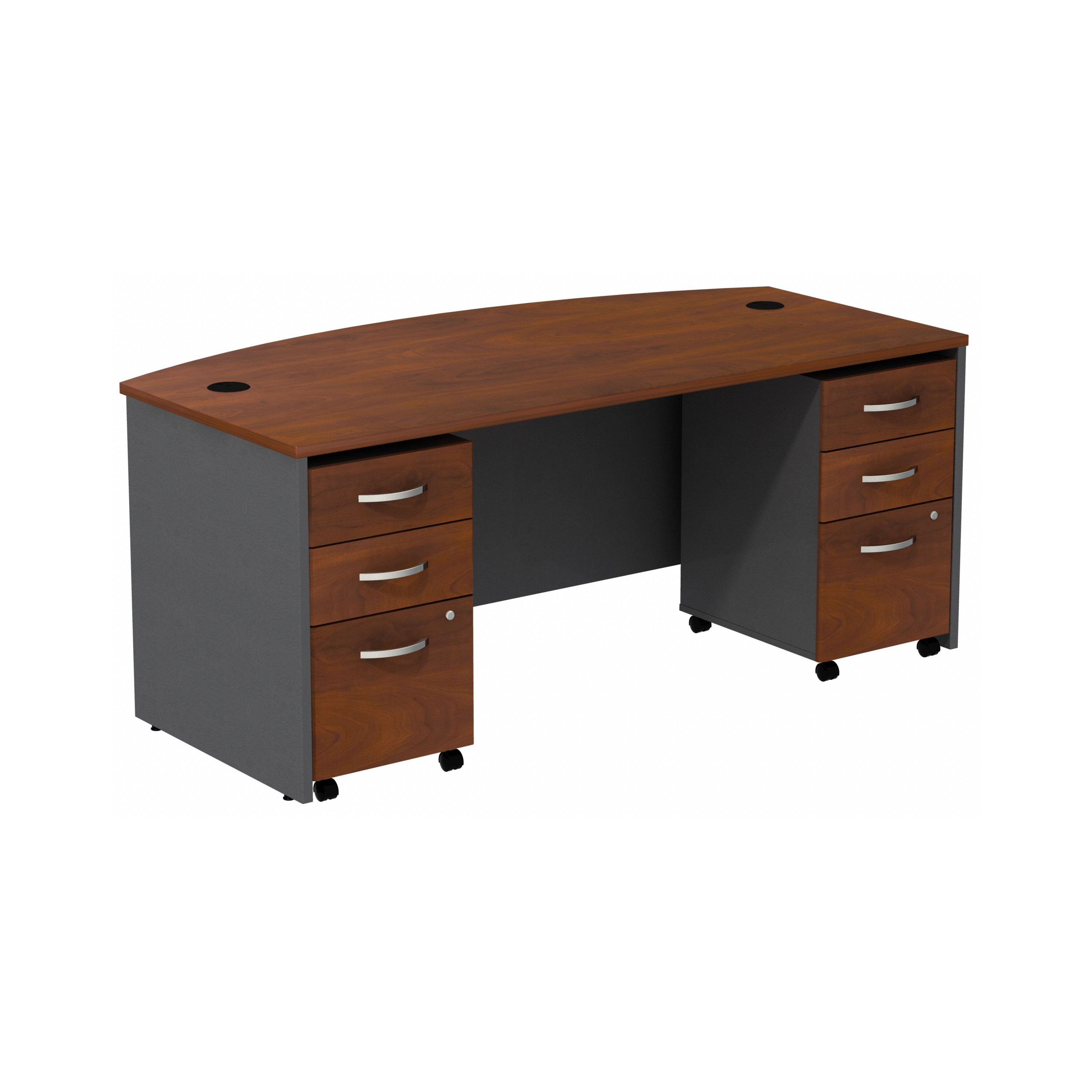 Shop Bush Business Furniture Series C Bow Front Desk with (2) 3 Drawer Mobile Pedestals 02 SRC013HCSU #color_hansen cherry