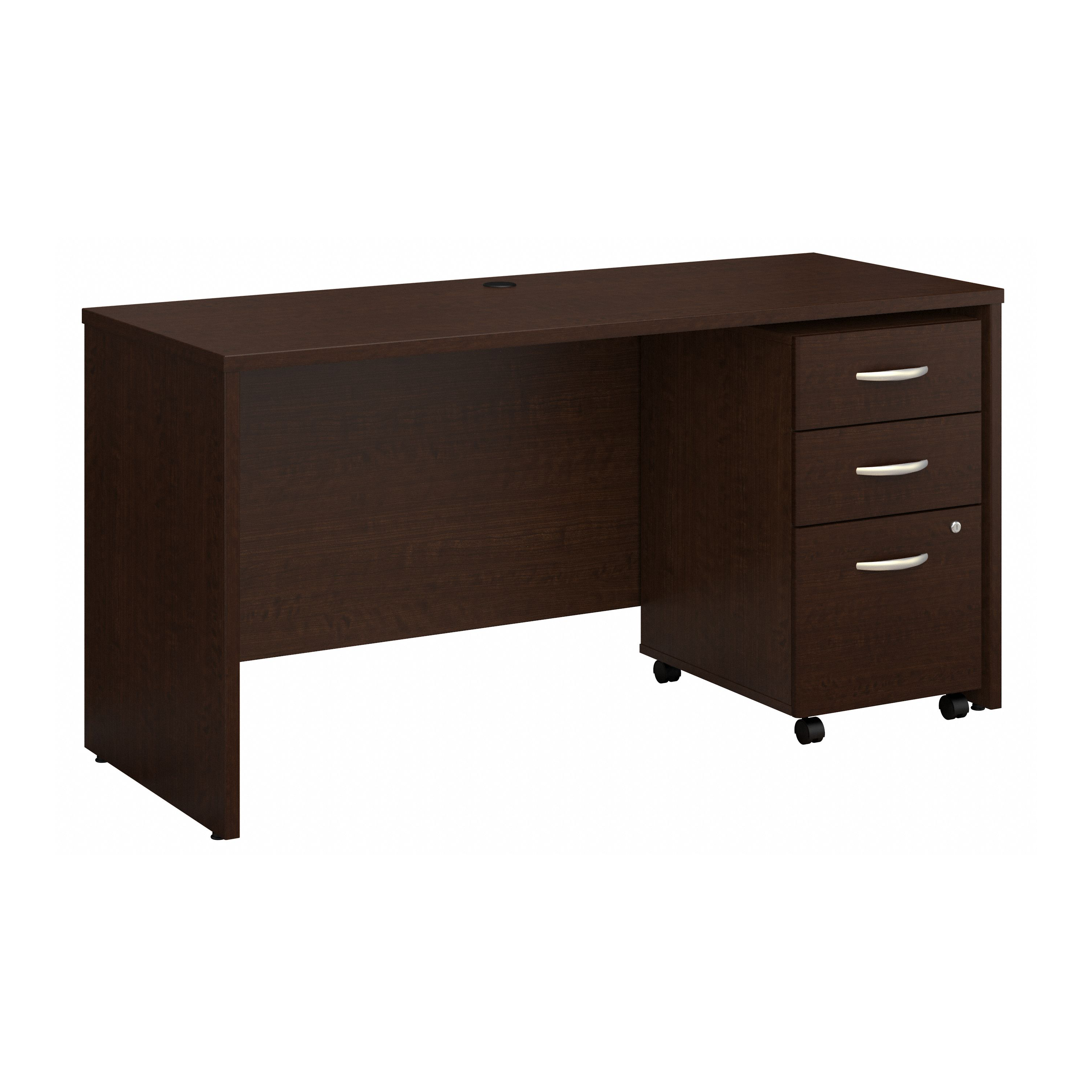 Shop Bush Business Furniture Series C 60W x 24D Office Desk with Mobile File Cabinet 02 SRC025MRSU #color_mocha cherry
