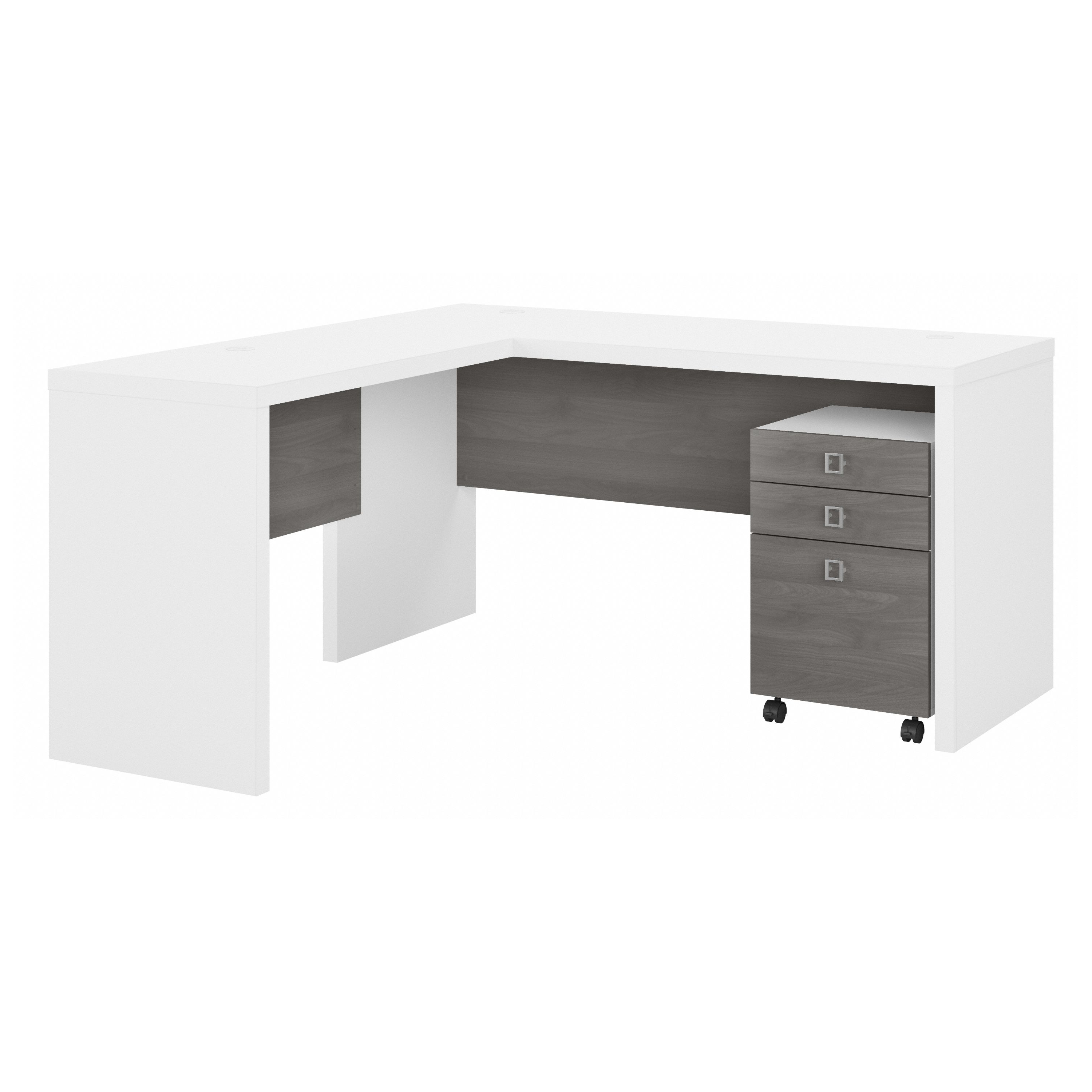 Shop Bush Business Furniture Echo L Shaped Desk with Mobile File Cabinet 02 ECH008WHMG #color_pure white/modern gray
