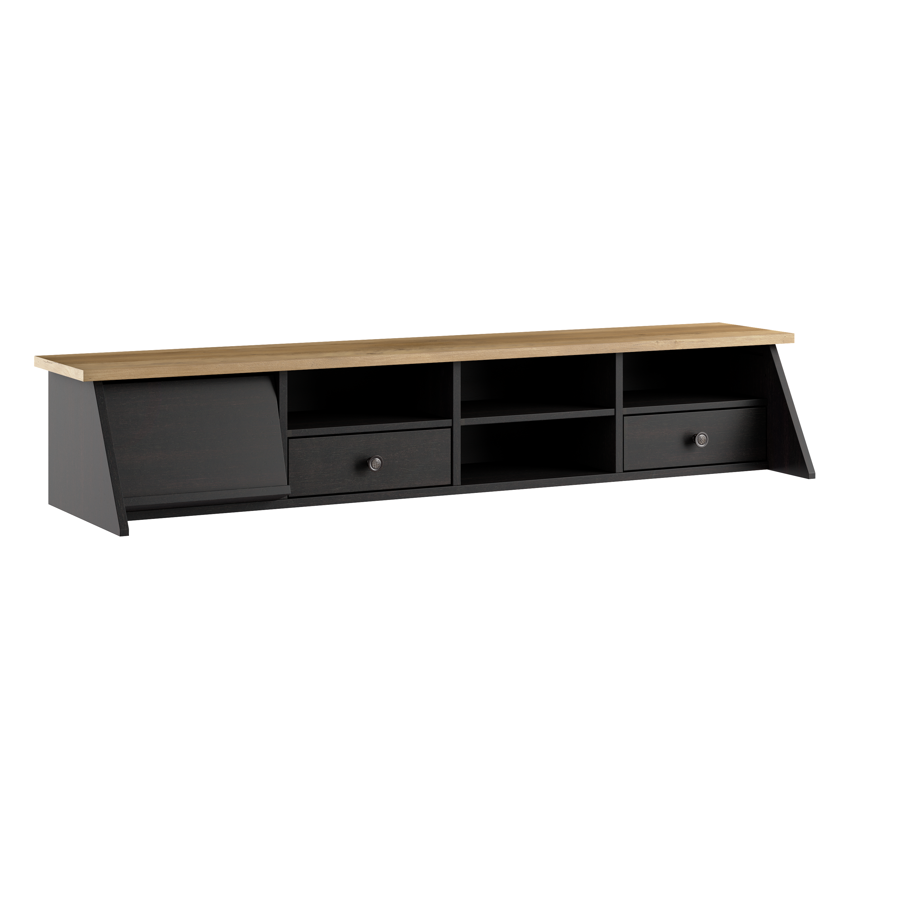 Shop Bush Furniture Mayfield Desktop Organizer 02 MAH154V2P-03 #color_vintage black/reclaimed pine