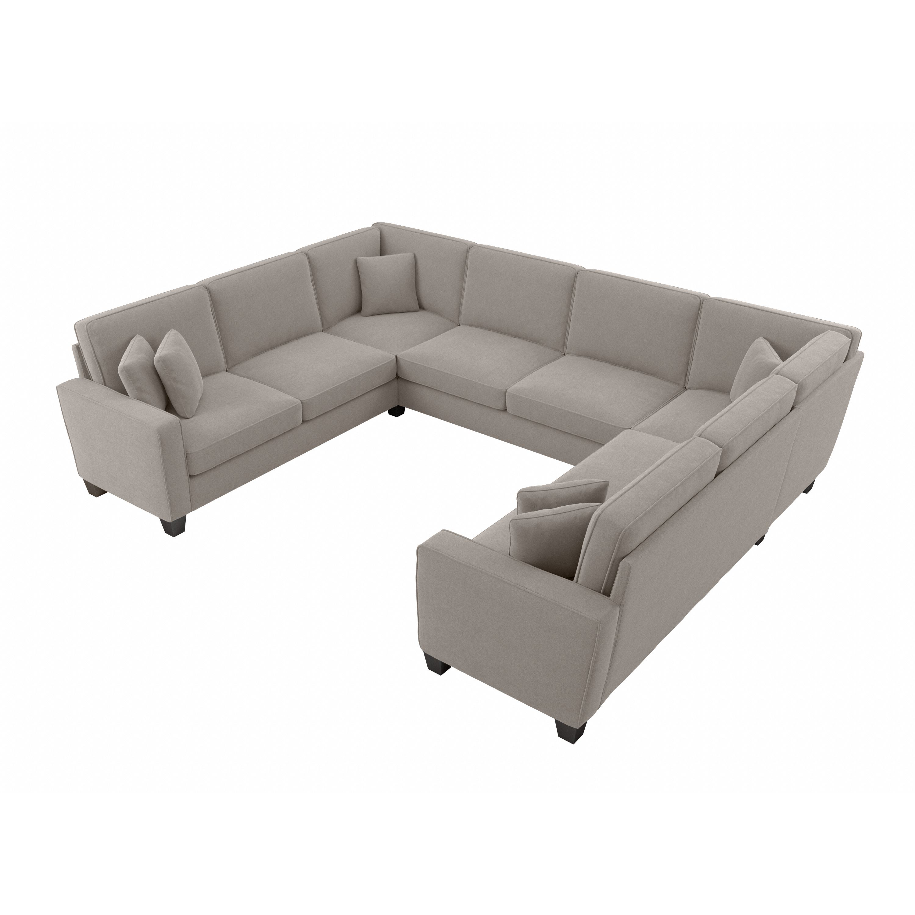 Shop Bush Furniture Stockton 125W U Shaped Sectional Couch 02 SNY123SBGH-03K #color_beige herringbone fabric