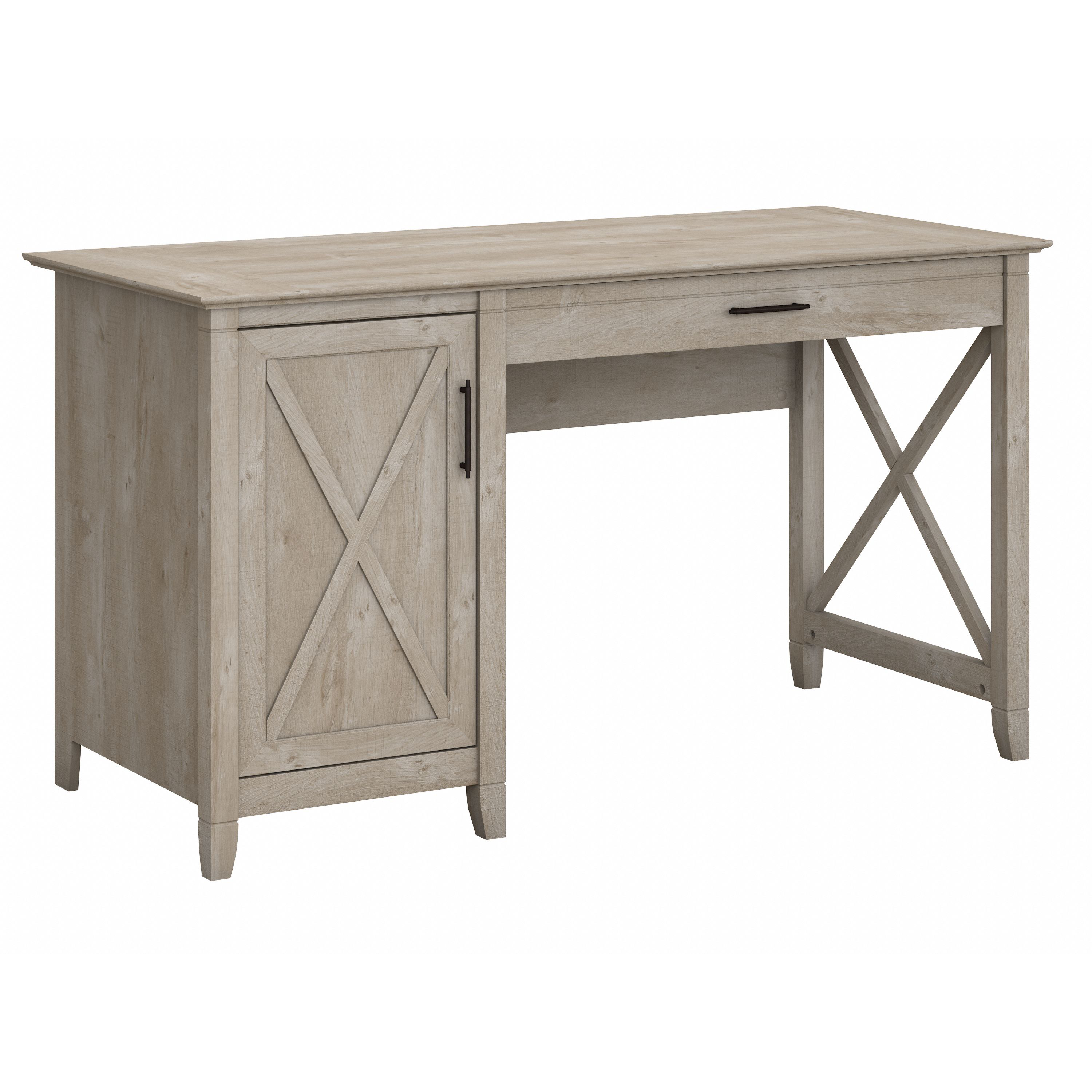Shop Bush Furniture Key West 54W Computer Desk with Keyboard Tray and Storage 02 KWD154WG-03 #color_washed gray