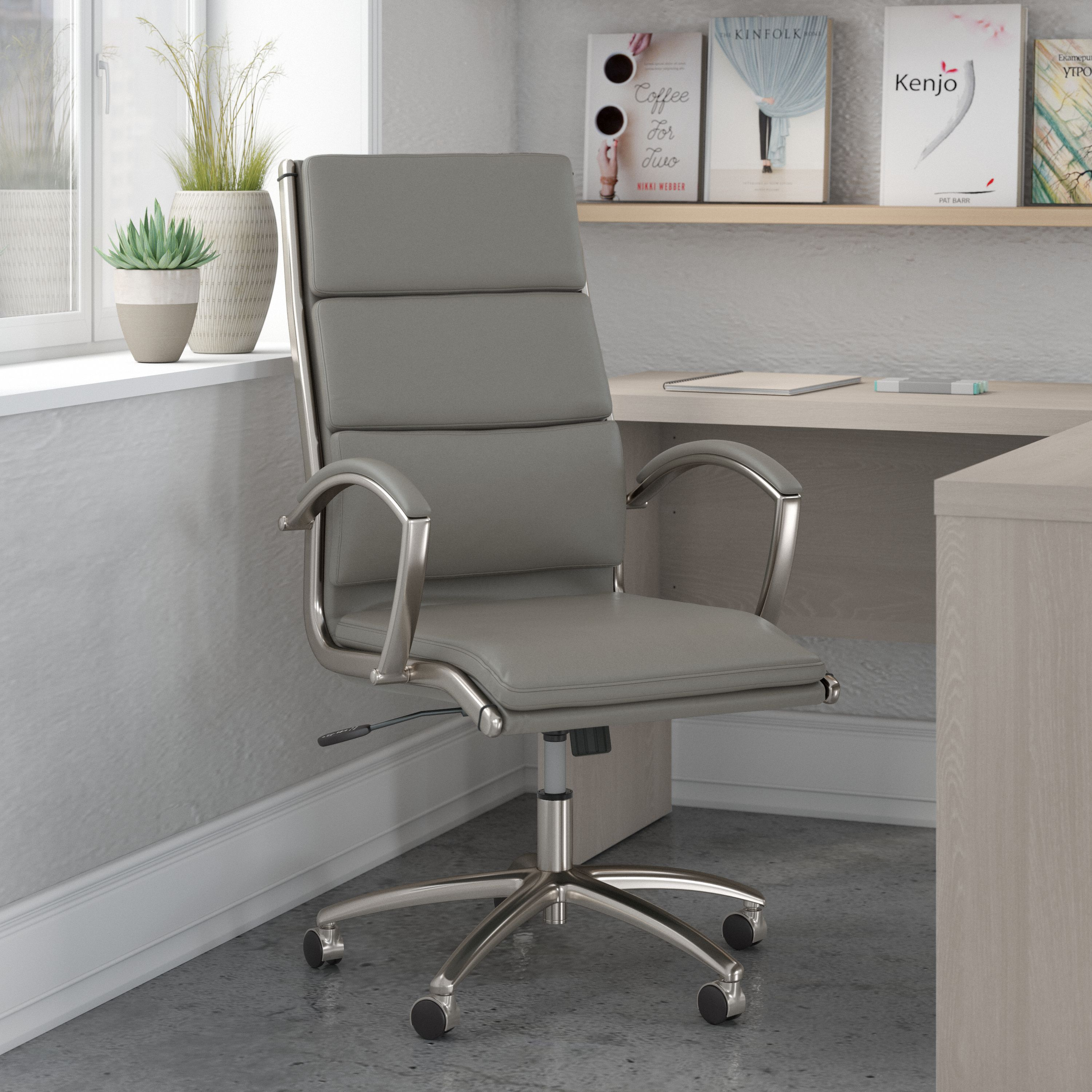 Shop Bush Business Furniture Modelo High Back Leather Executive Office Chair 01 CH1701LGL-03 #color_light gray leather
