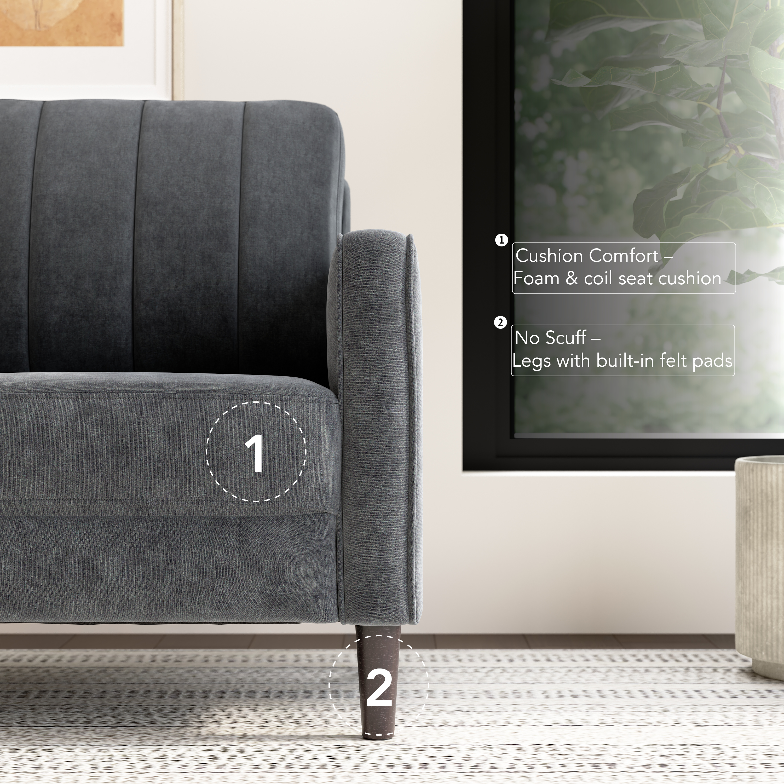 Shop Bush Home Max 32W Accent Chair MXK132IGC-03 5 #color_iron gray chenille fabric