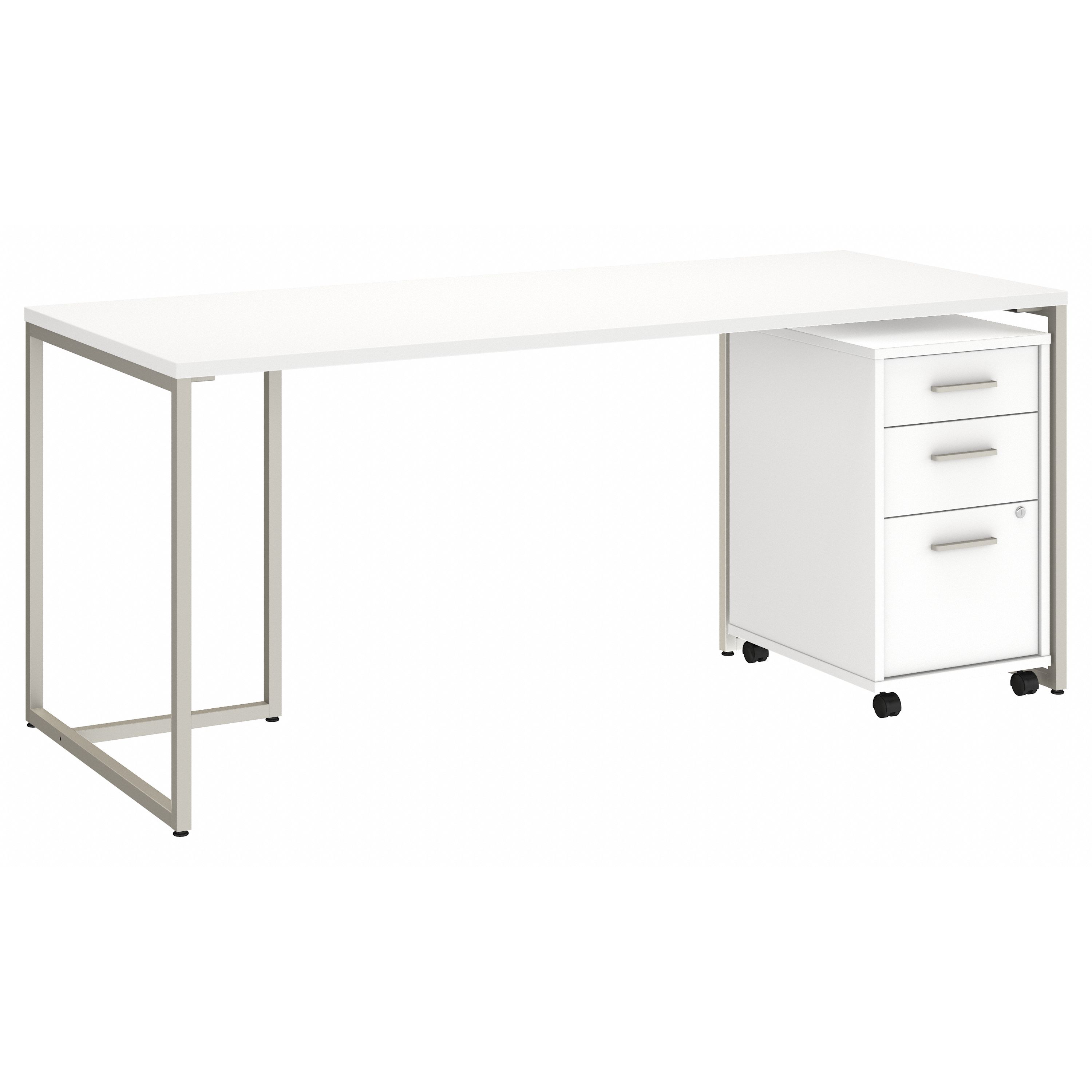 Shop Bush Business Furniture Method 72W Table Desk with 3 Drawer Mobile File Cabinet 02 MTH014WHSU #color_white