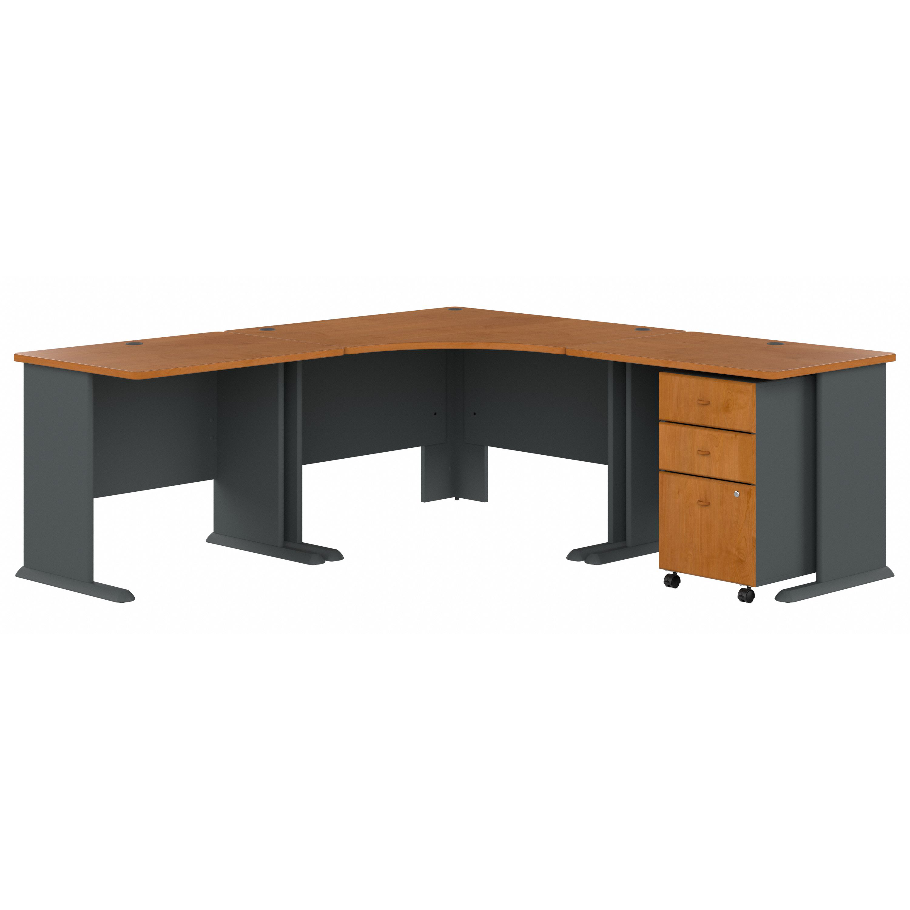 Shop Bush Business Furniture Series A 84W x 84D Corner Desk with Mobile File Cabinet 02 SRA041NCSU #color_natural cherry/slate