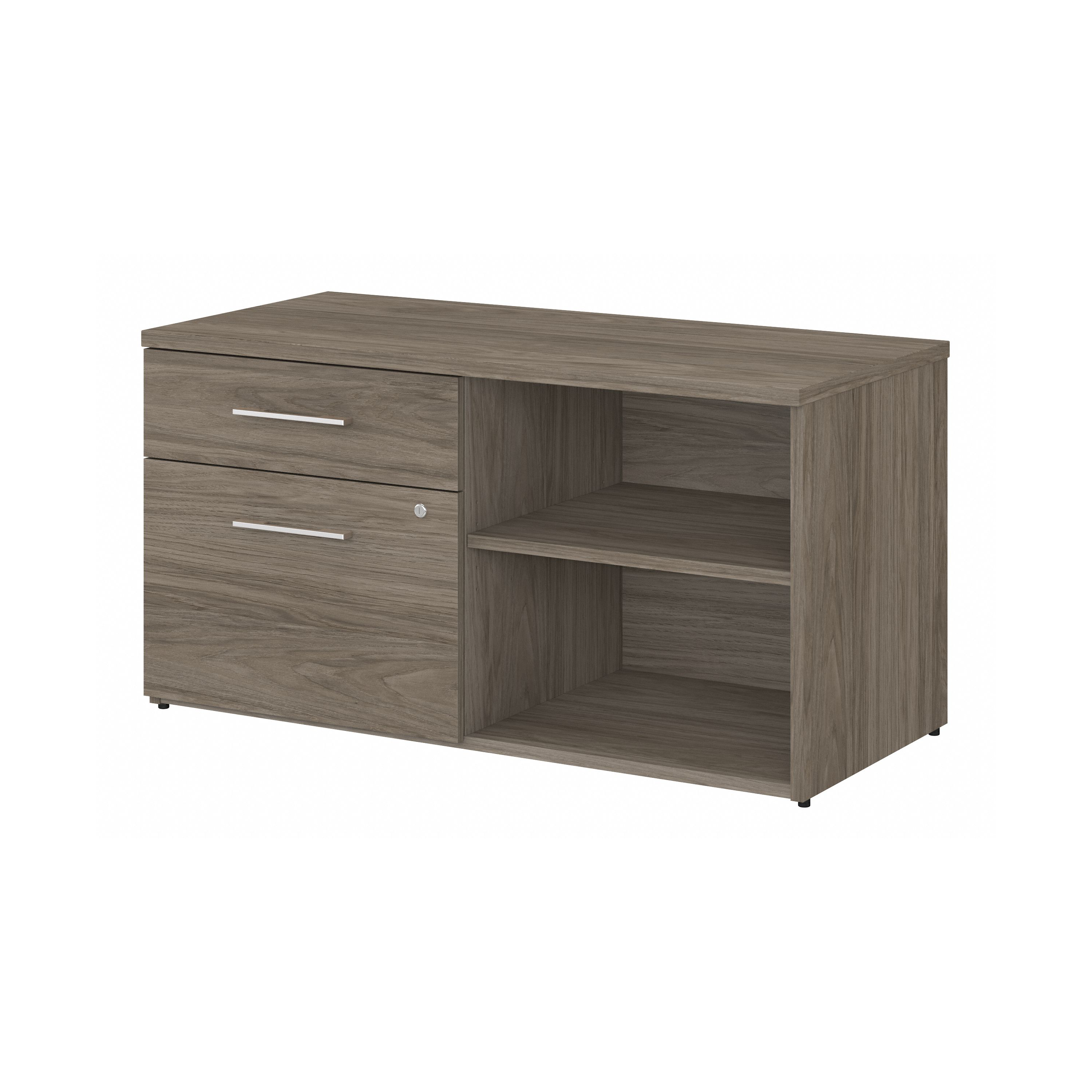Shop Bush Business Furniture Office 500 Low Storage Cabinet with Drawers and Shelves 02 OFS145MH #color_modern hickory