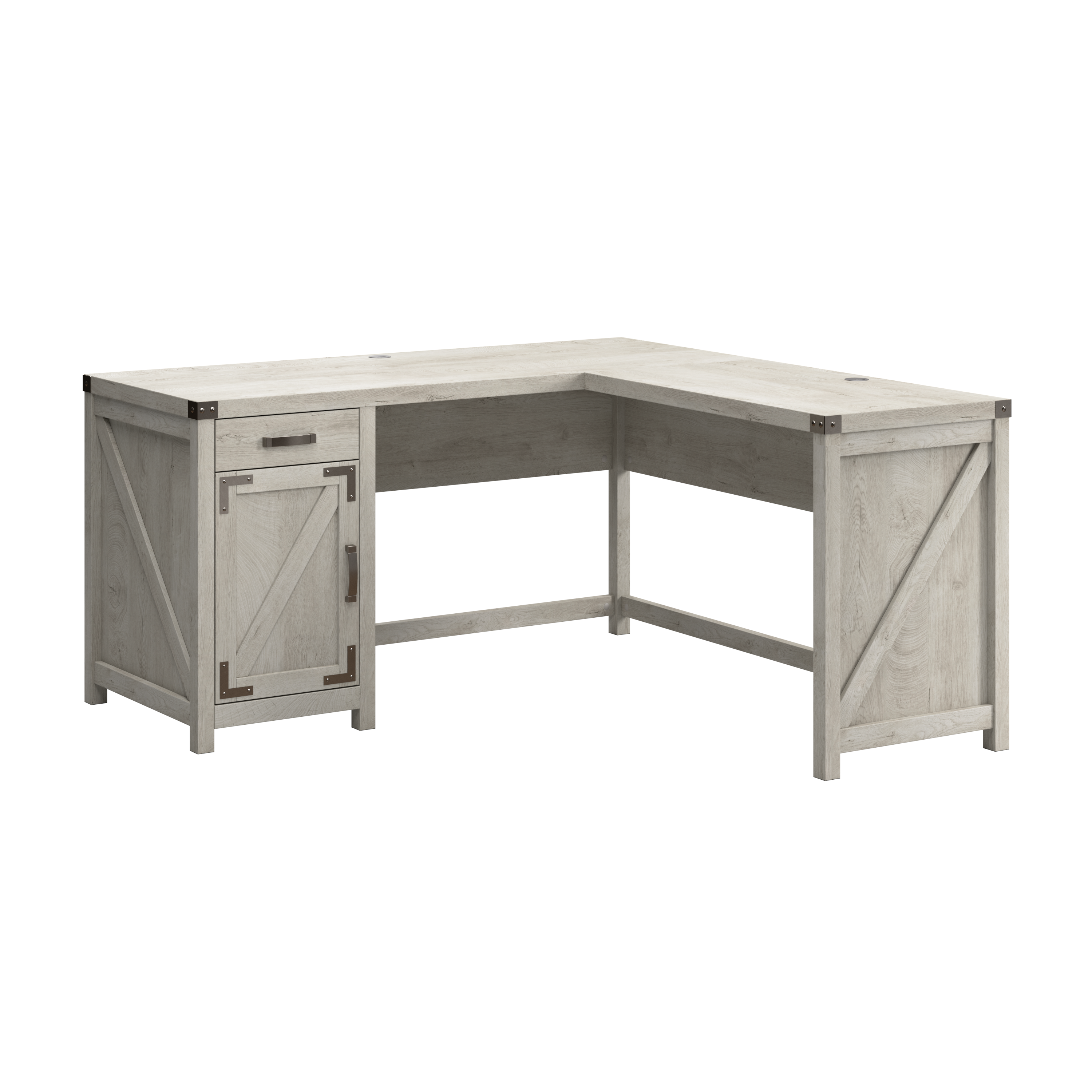 Shop Bush Furniture Knoxville 60W L Shaped Desk with Drawer and Storage Cabinet 02 CGD160CWH-03 #color_cottage white