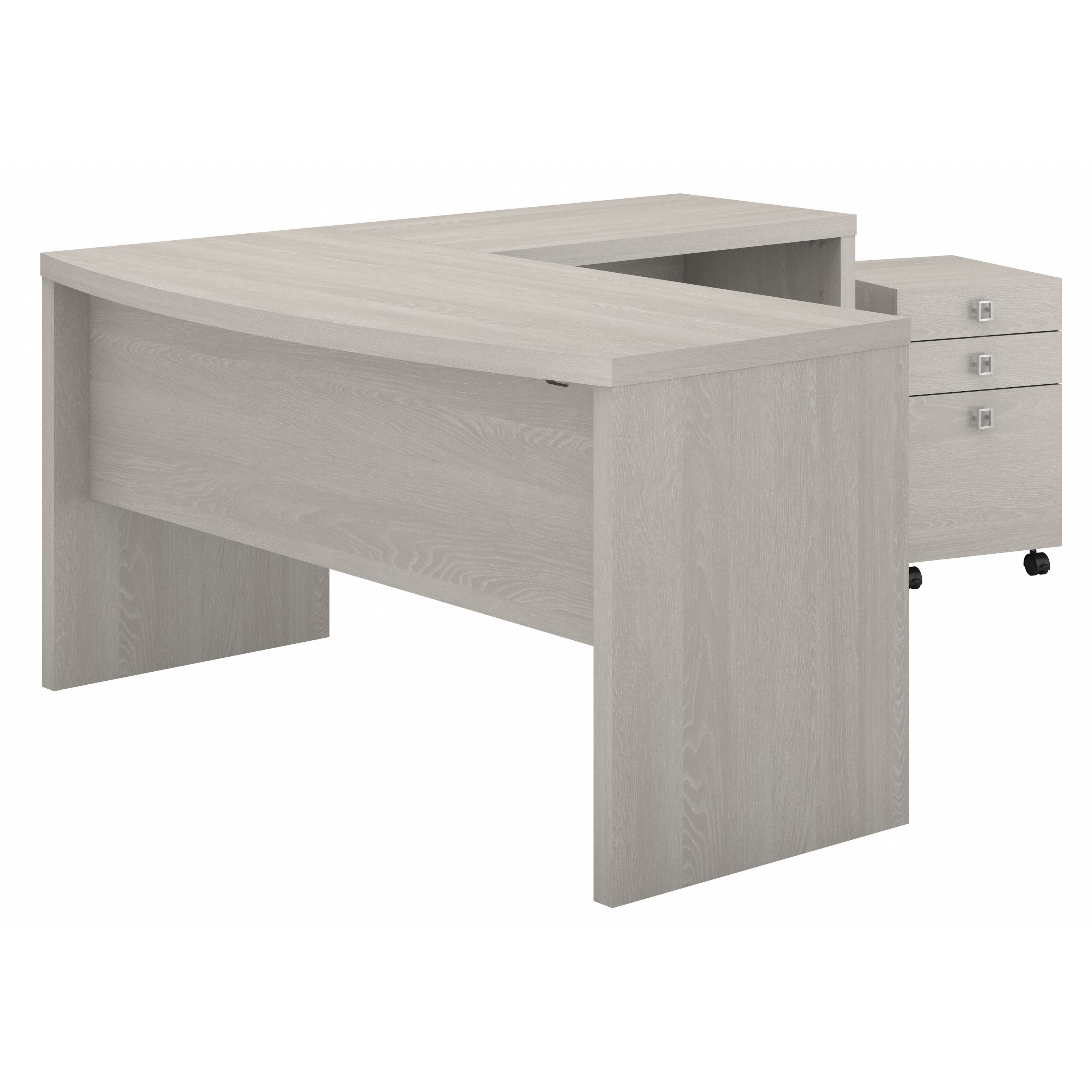 Shop Bush Business Furniture Echo L Shaped Bow Front Desk with Mobile File Cabinet 02 ECH007GS #color_gray sand