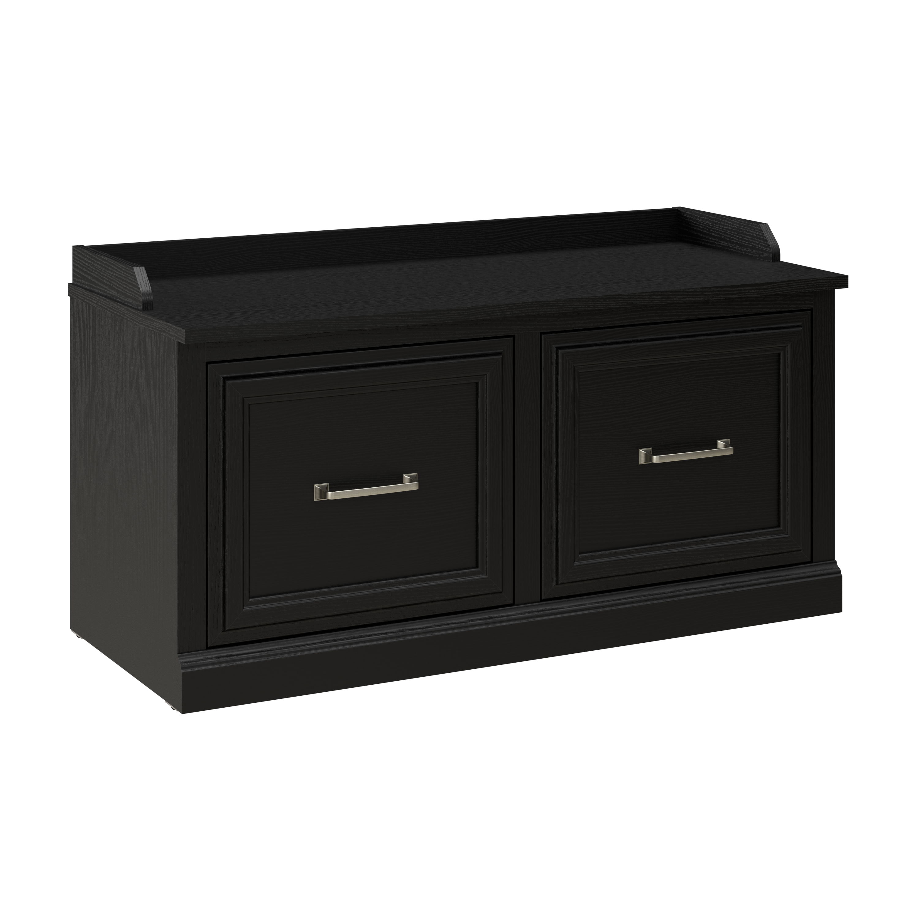 Shop Bush Furniture Woodland 40W Shoe Storage Bench with Doors 02 WDS140BS-03 #color_black suede oak