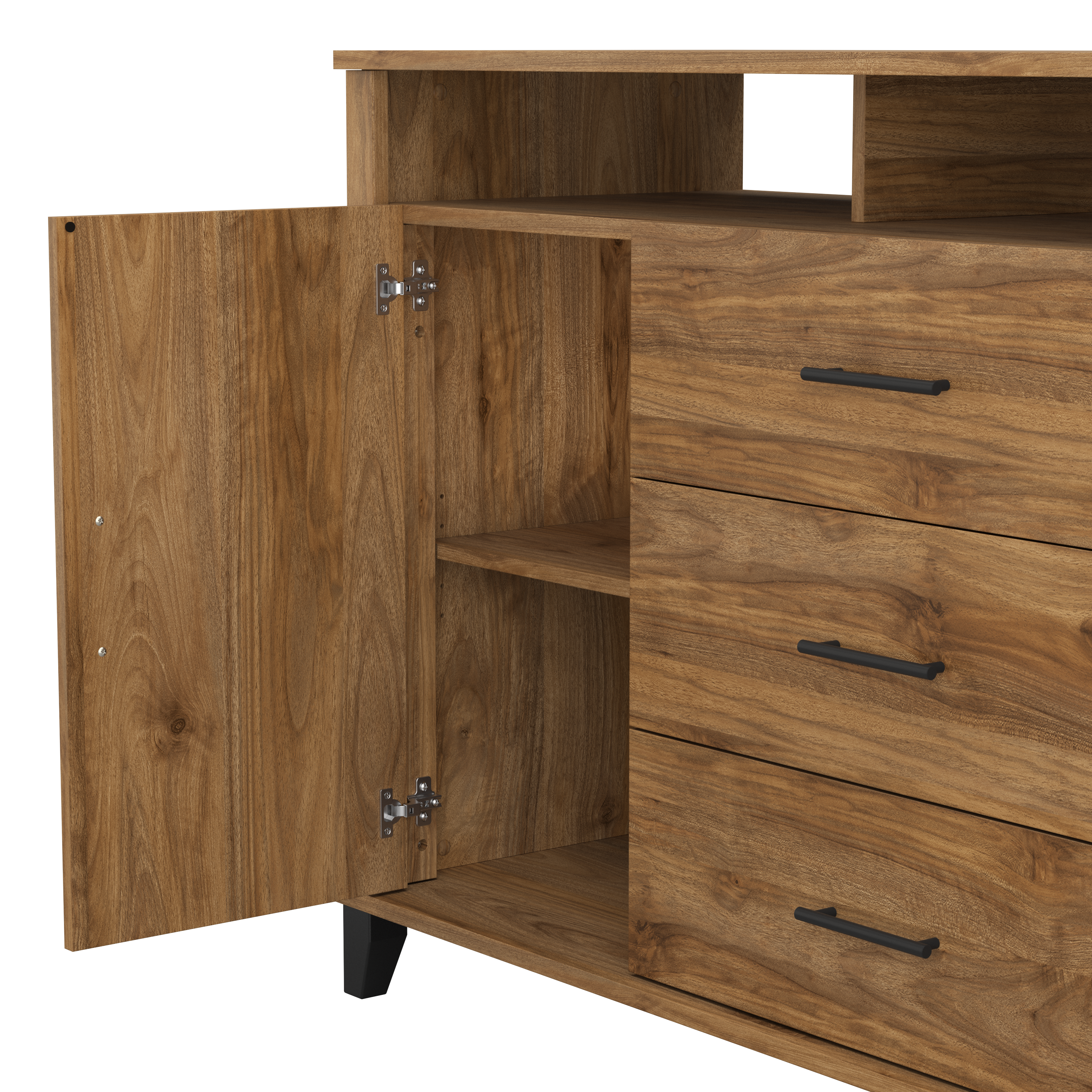 Shop Bush Furniture Somerset 3 Drawer Dresser and Bedroom TV Stand 04 STV148FWK #color_fresh walnut