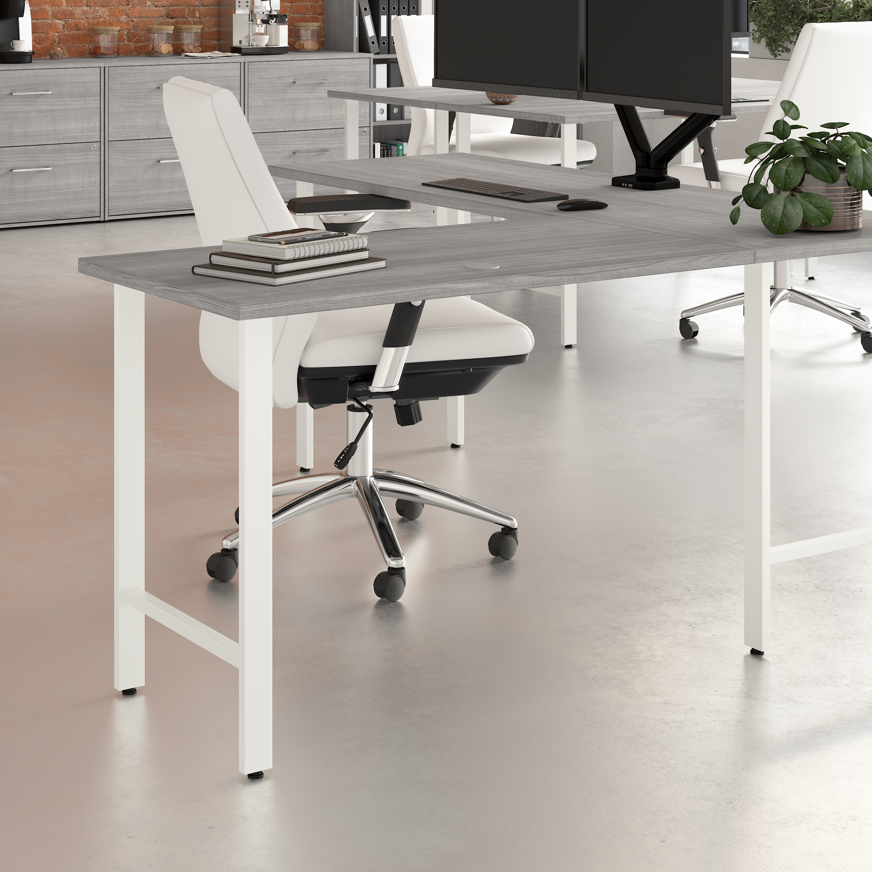 Shop Bush Business Furniture Hustle 42W x 24D Desk Return with Metal Legs 01 HUR142PG #color_platinum gray