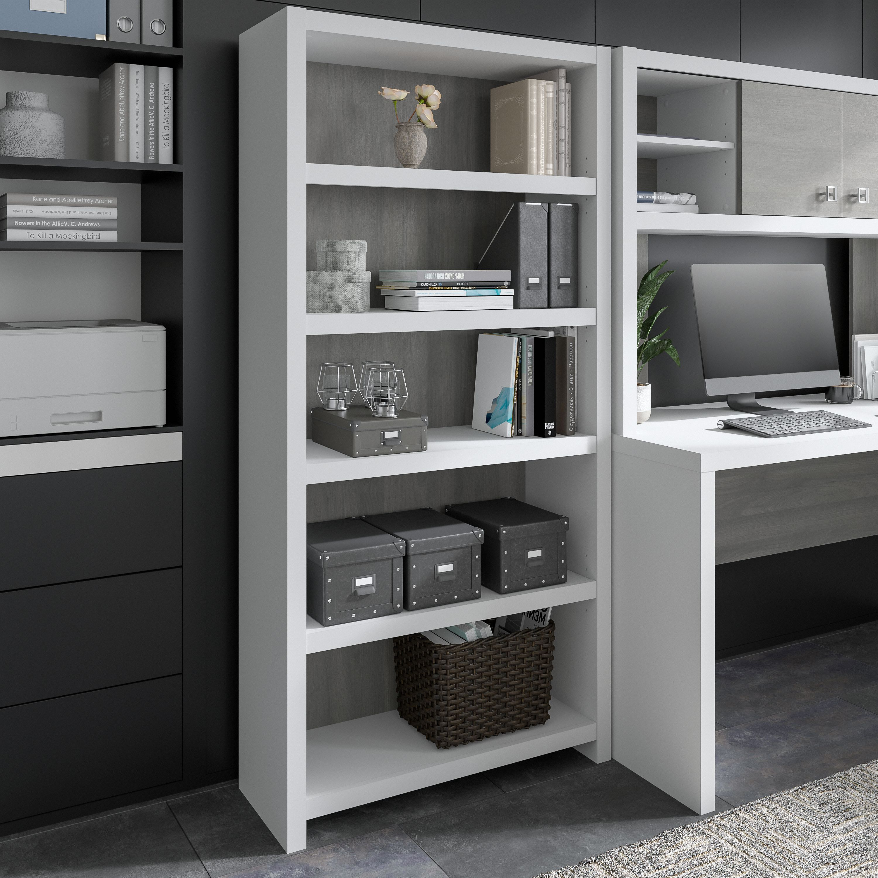 Shop Bush Business Furniture Echo 5 Shelf Bookcase 01 KI60504-03 #color_pure white/modern gray