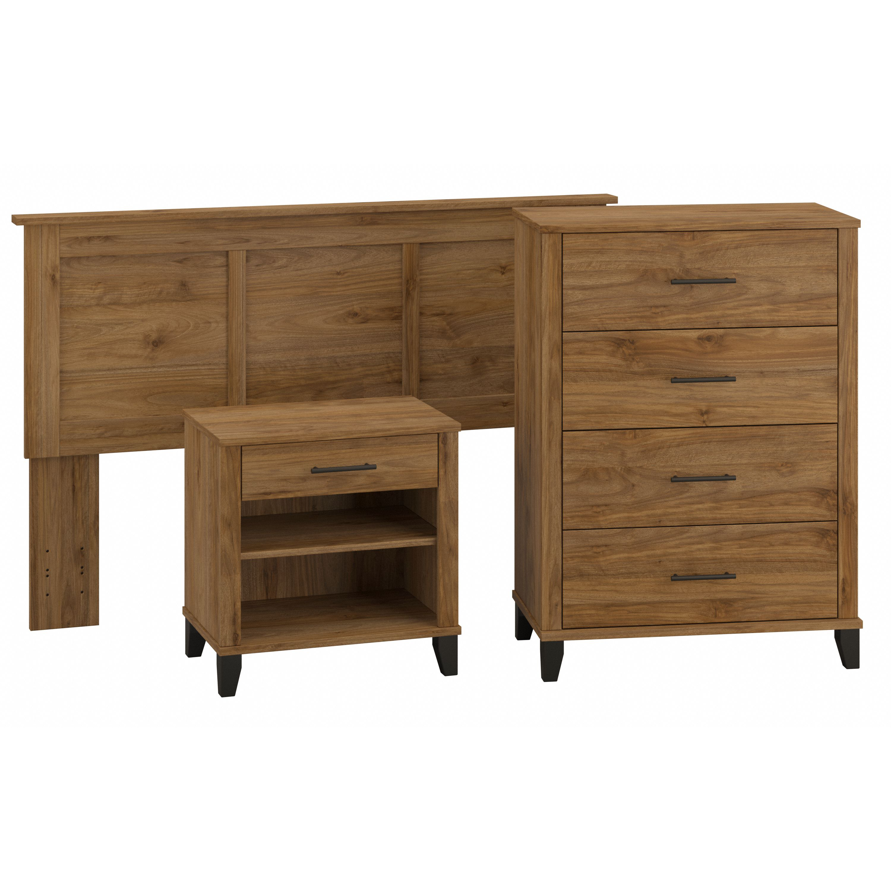 Shop Bush Furniture Somerset Full/Queen Size Headboard, Chest of Drawers and Nightstand Bedroom Set 02 SET005FW #color_fresh walnut