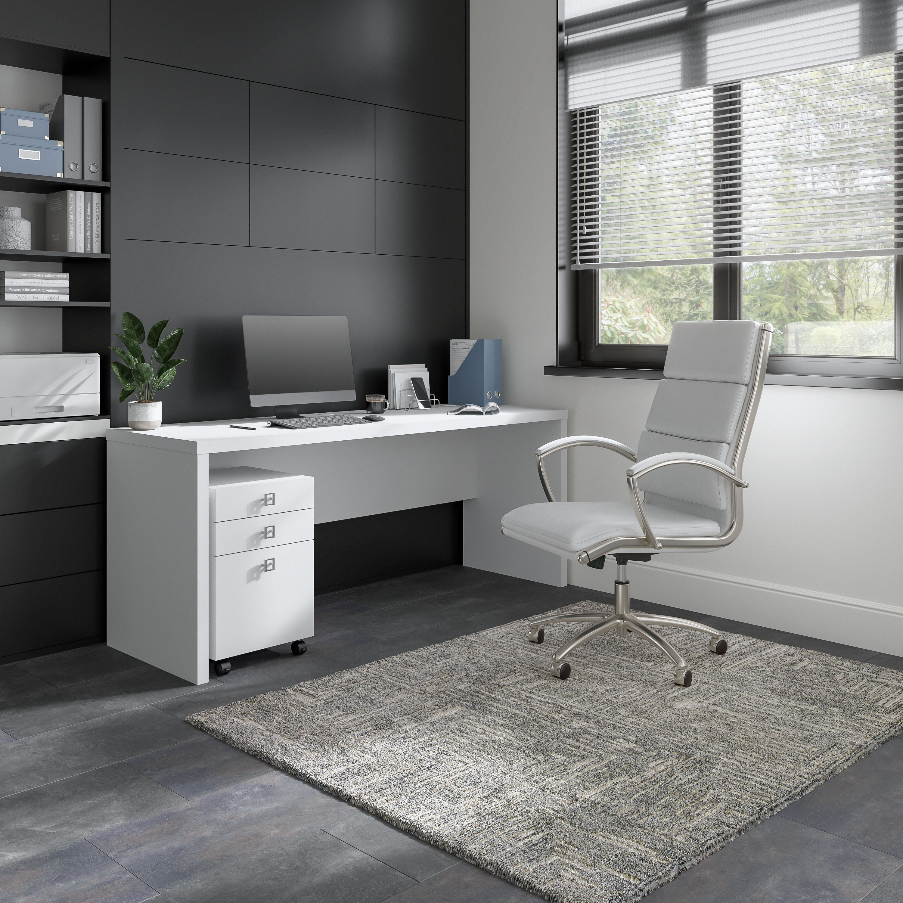 Shop Bush Business Furniture Echo 72W Computer Desk with 3 Drawer Mobile File Cabinet 01 ECH047PW #color_pure white