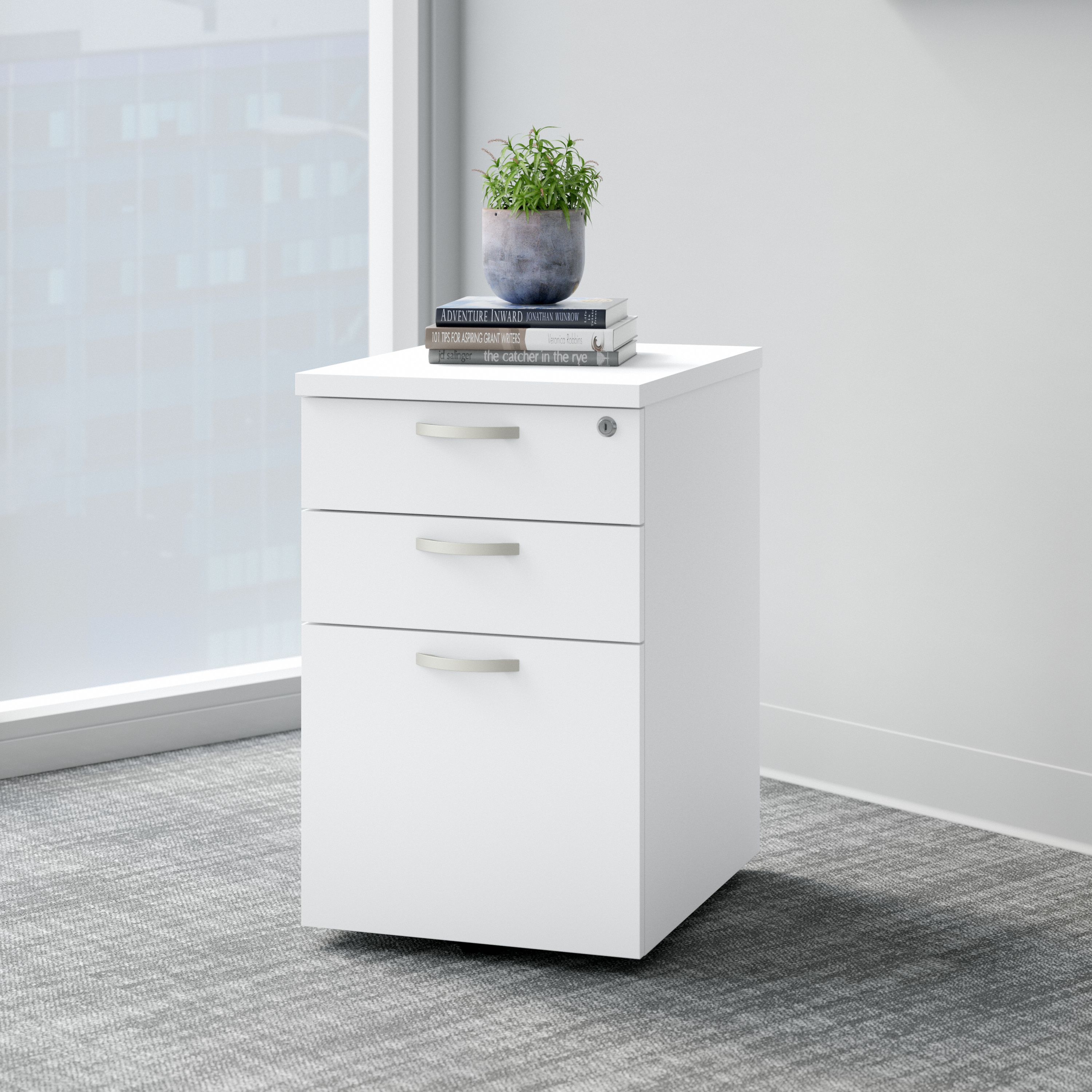 Shop Bush Business Furniture Easy Office 3 Drawer Mobile File Cabinet 01 EOF116WH-03 #color_pure white