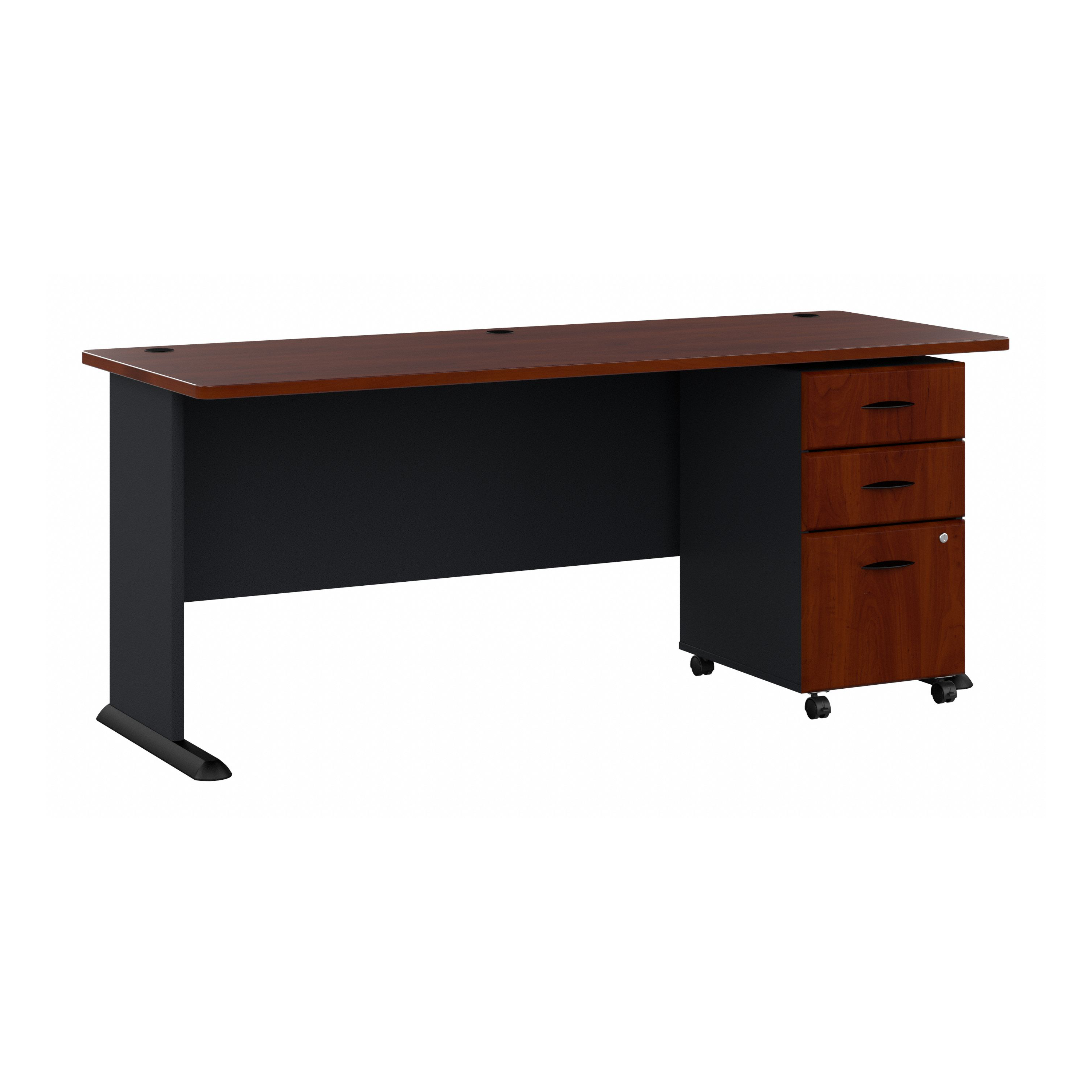 Shop Bush Business Furniture Series A 72W Desk with Mobile File Cabinet 02 SRA013HCSU #color_hansen cherry/galaxy