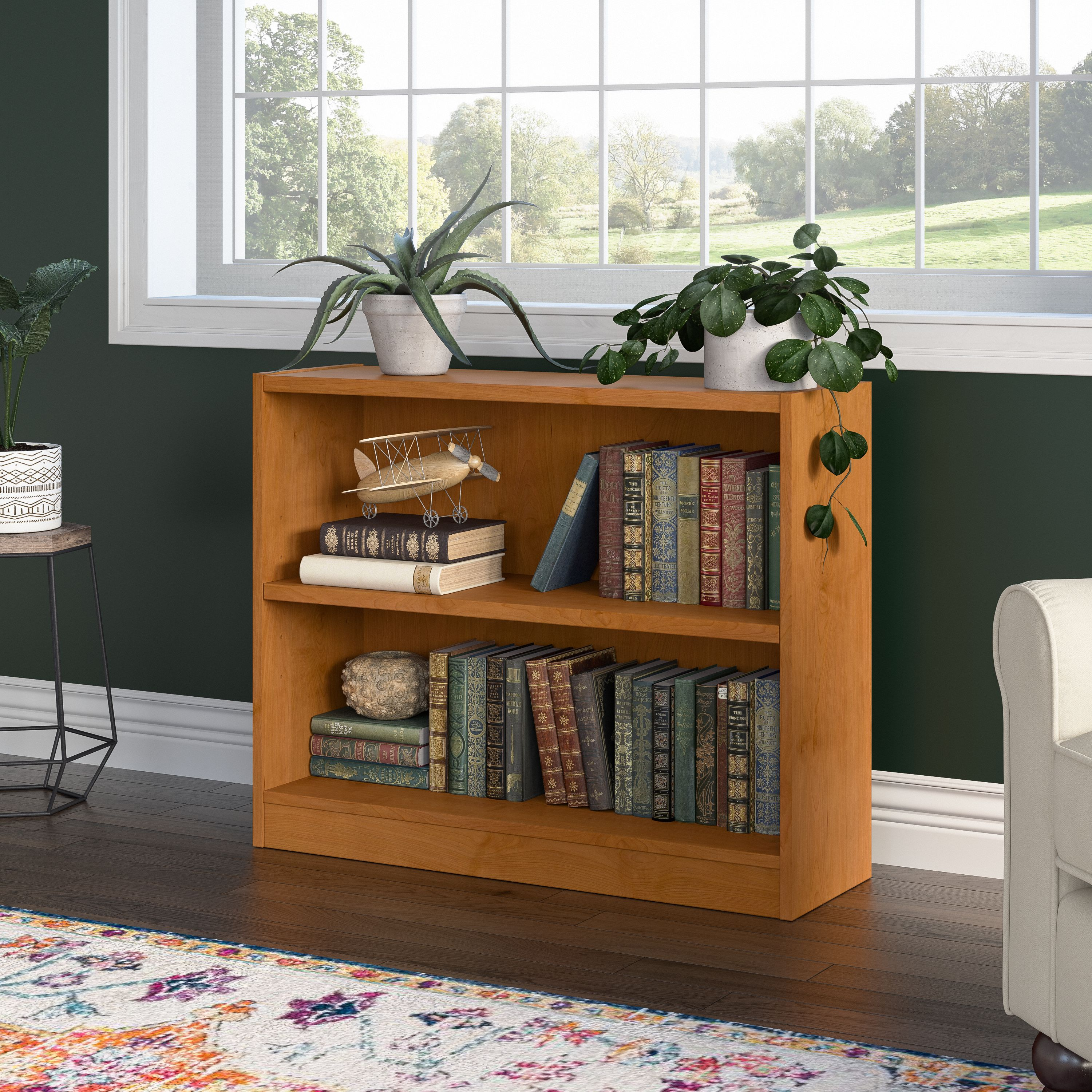 Shop Bush Furniture Universal Small 2 Shelf Bookcase 01 WL12466 #color_natural cherry