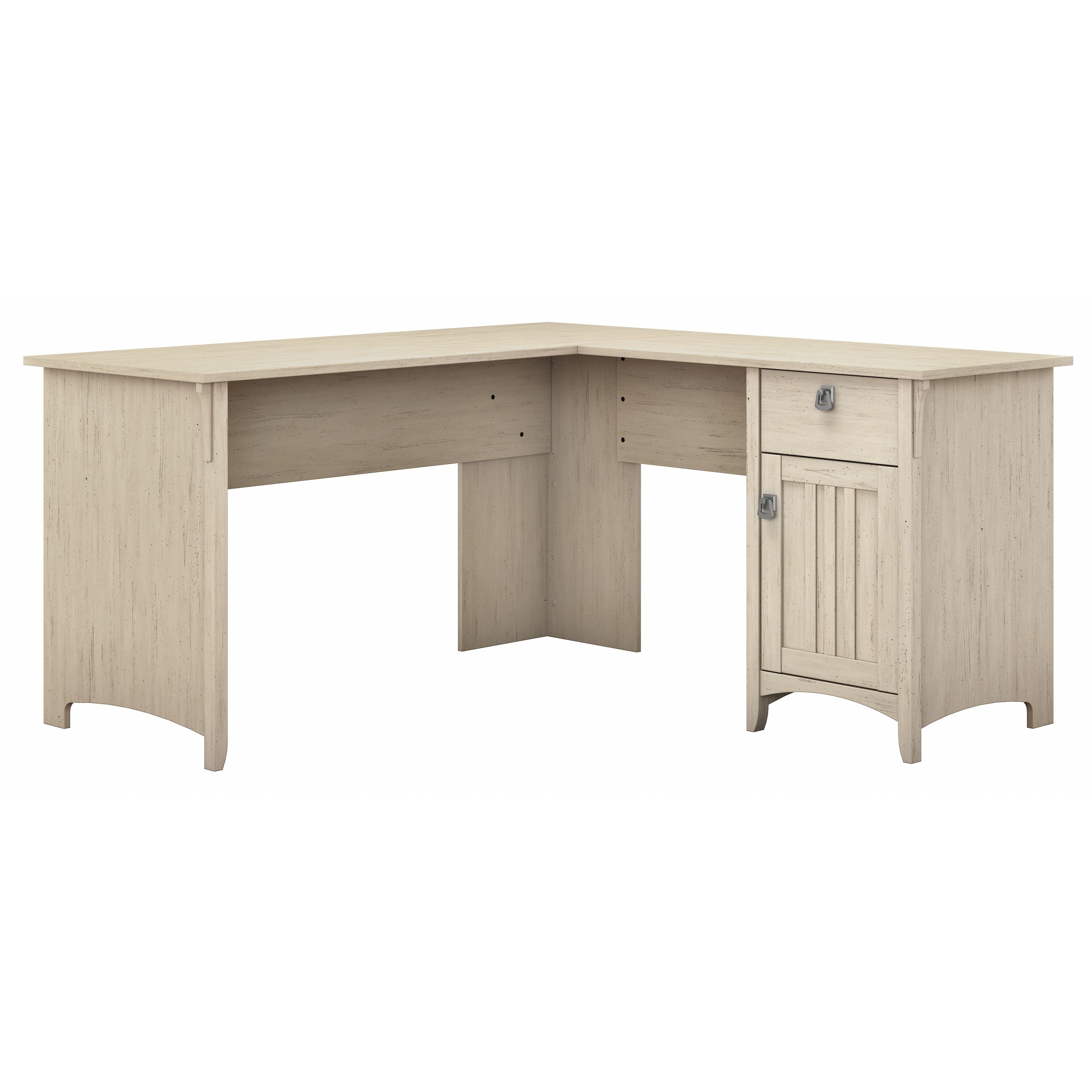 Shop Bush Furniture Salinas 60W L Shaped Desk with Storage 02 SAD160AW-03 #color_antique white