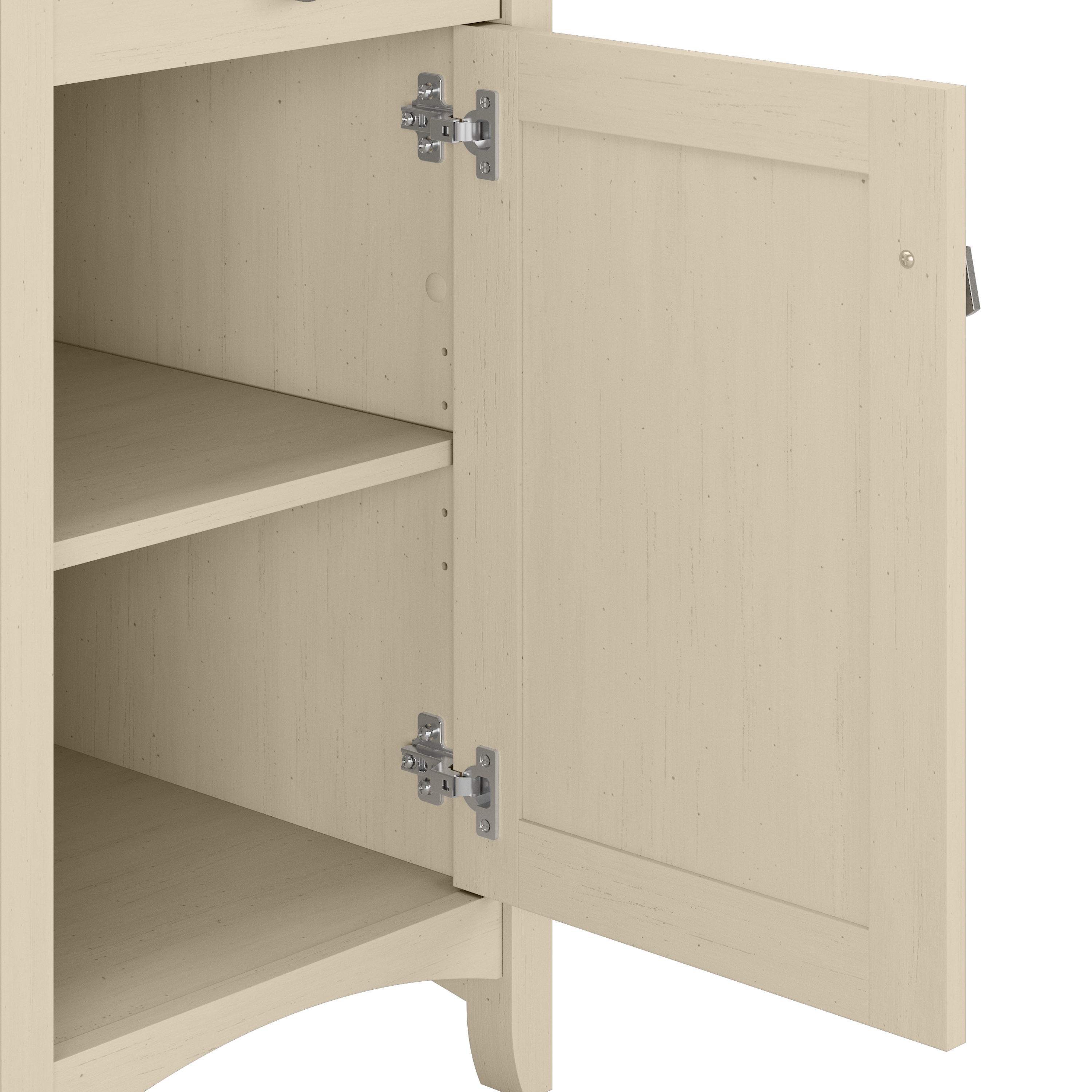 Shop Bush Furniture Salinas 55W Corner Desk with Lateral File Cabinet and 5 Shelf Bookcase 03 SAL013AW #color_antique white