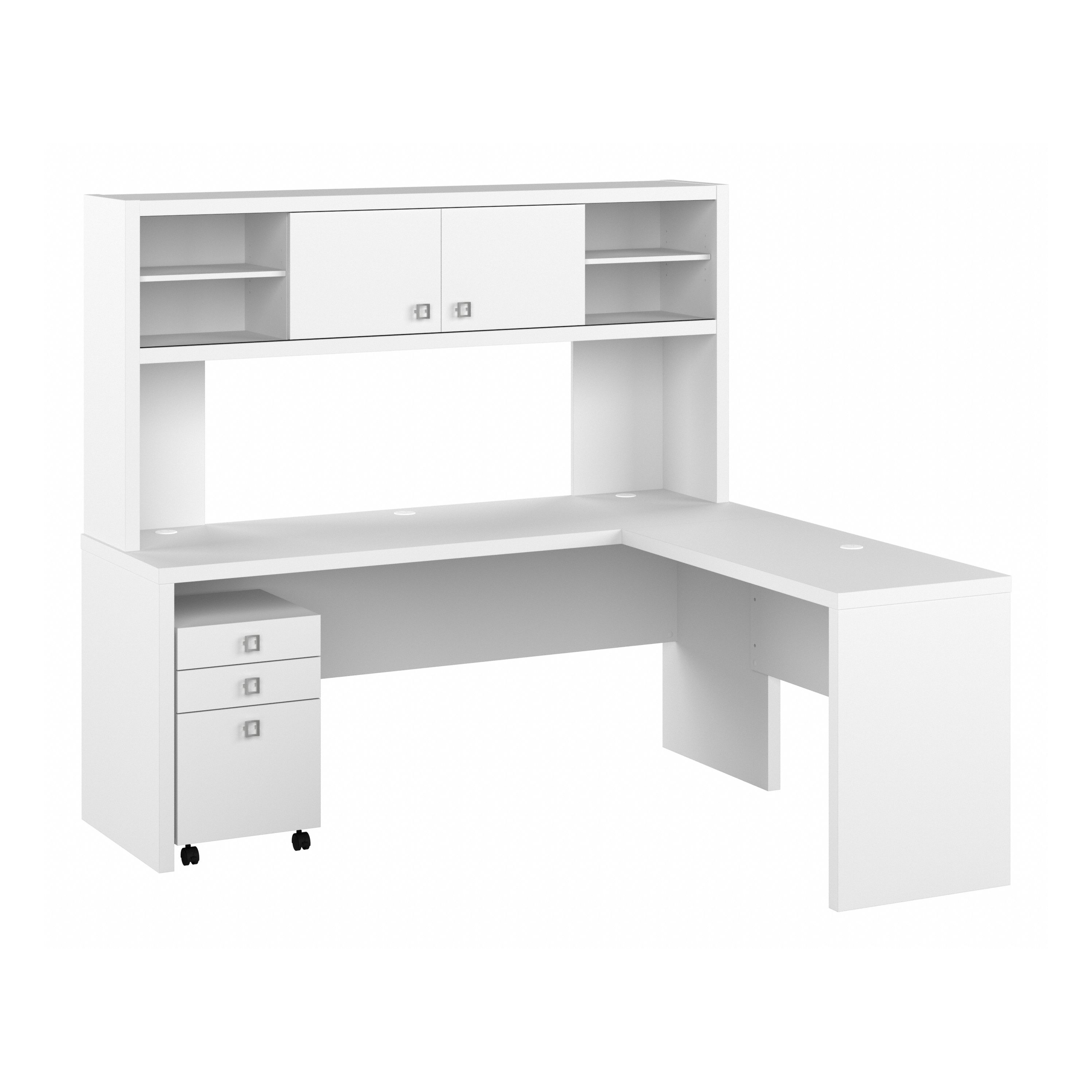 Shop Bush Business Furniture Echo 72W L Shaped Computer Desk with Hutch and 3 Drawer Mobile File Cabinet 02 ECH051PW #color_pure white