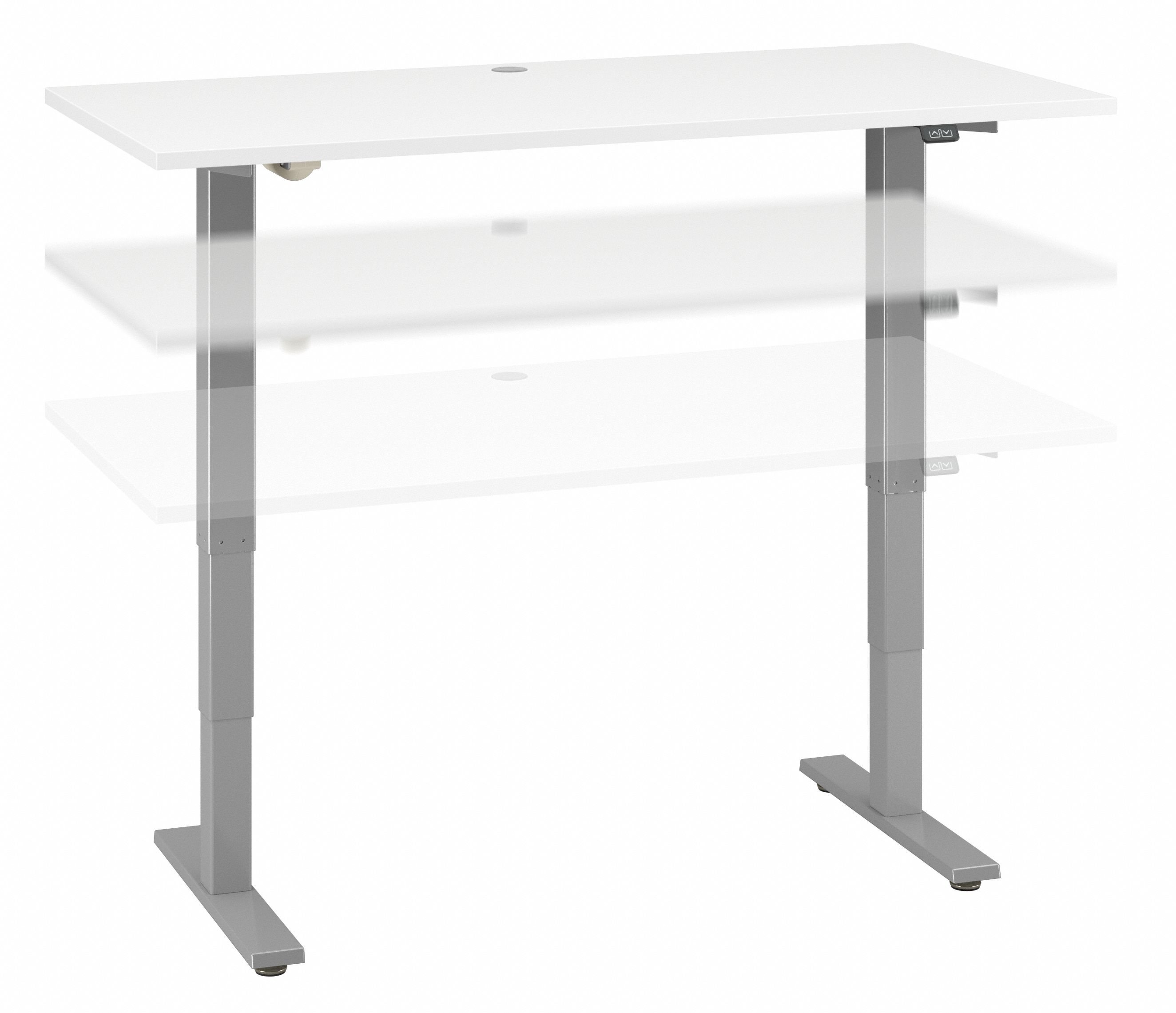 Shop Bush Furniture Cabot 60W x 30D Electric Height Adjustable Standing Desk 02 WC31912K #color_white/cool gray metallic