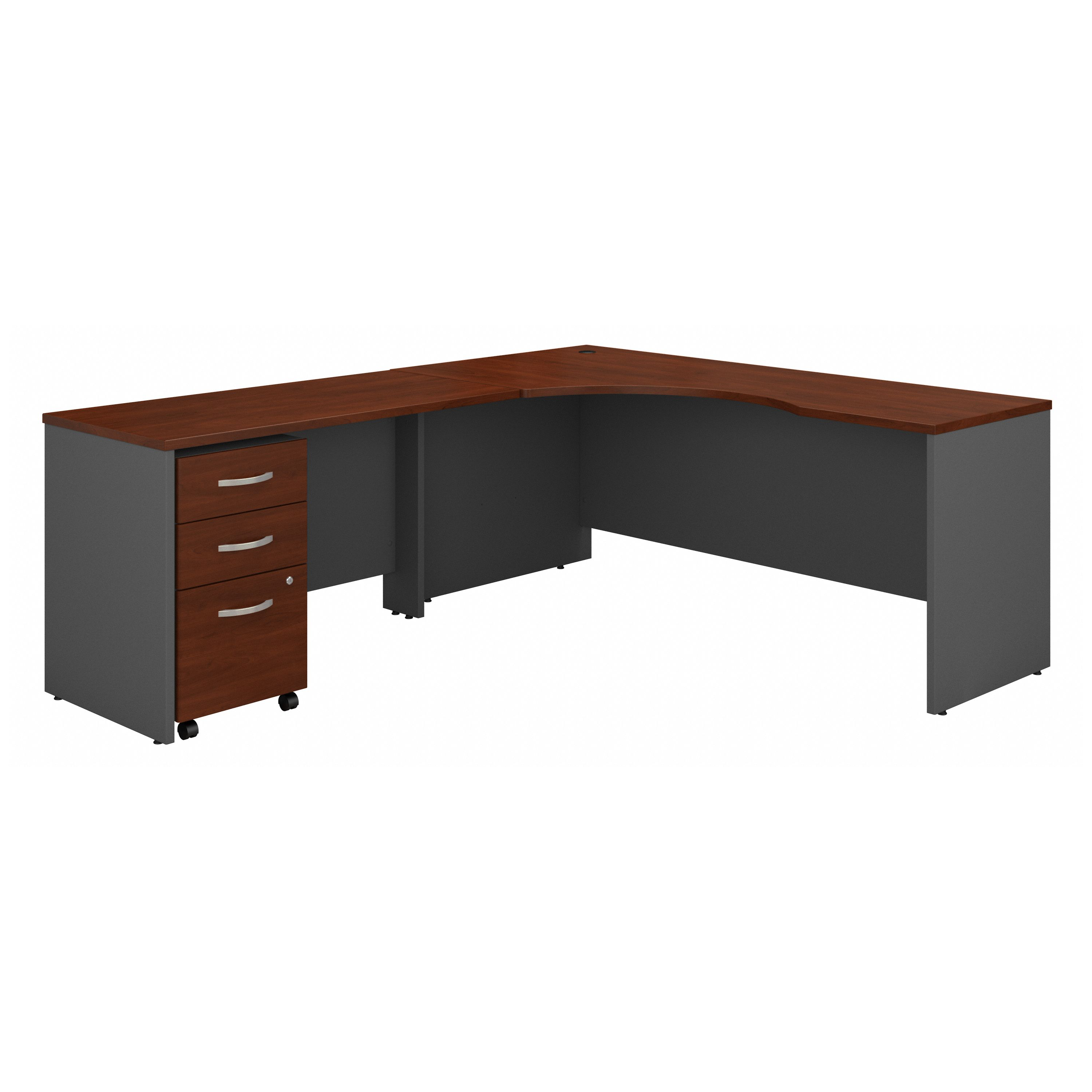 Shop Bush Business Furniture Series C 72W Left Handed Corner Desk with 48W Return and Mobile File Cabinet 02 SRC086HCSU #color_hansen cherry/graphite gray