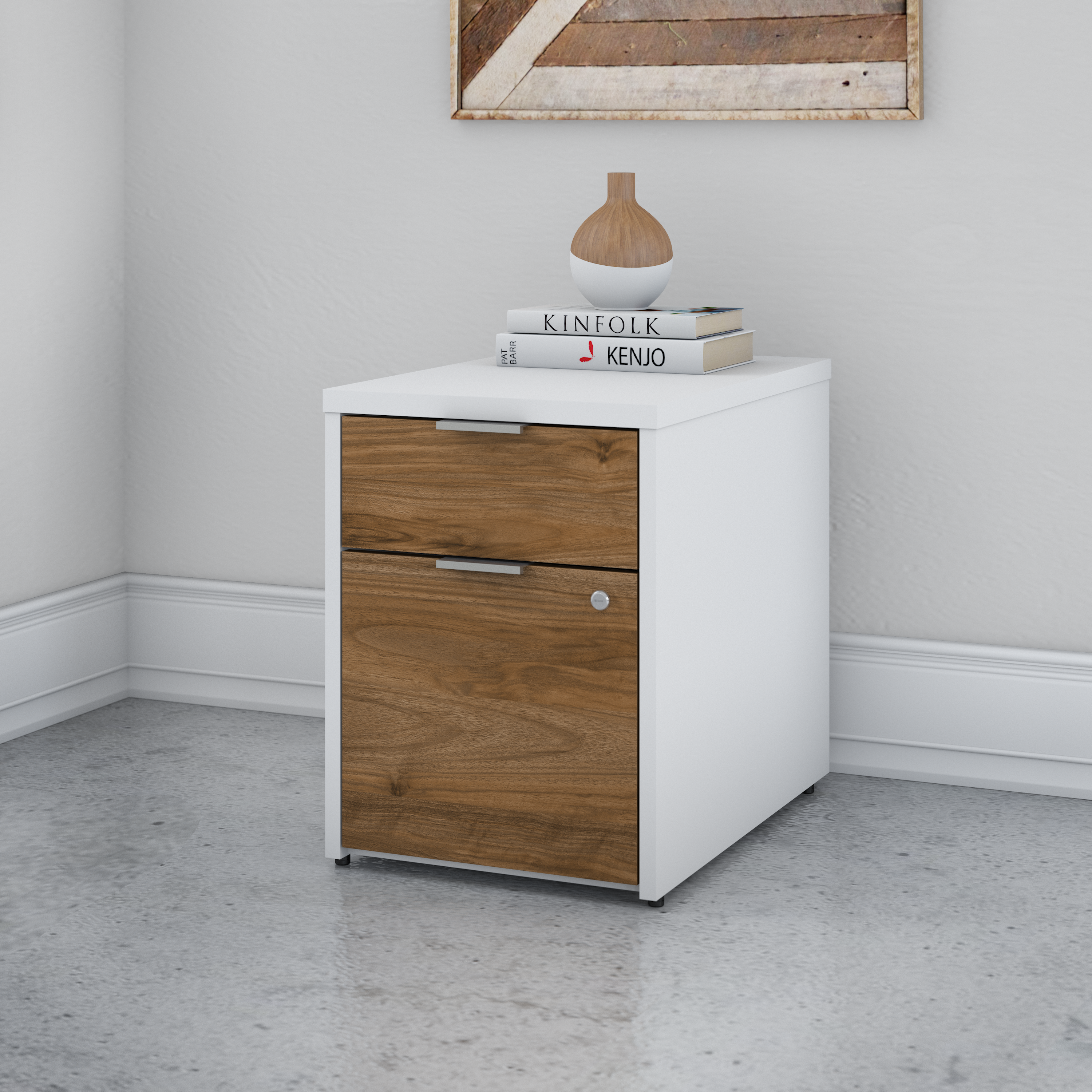 Shop Bush Business Furniture Jamestown 2 Drawer File Cabinet - Assembled 01 JTF116FWWHSU #color_fresh walnut/white