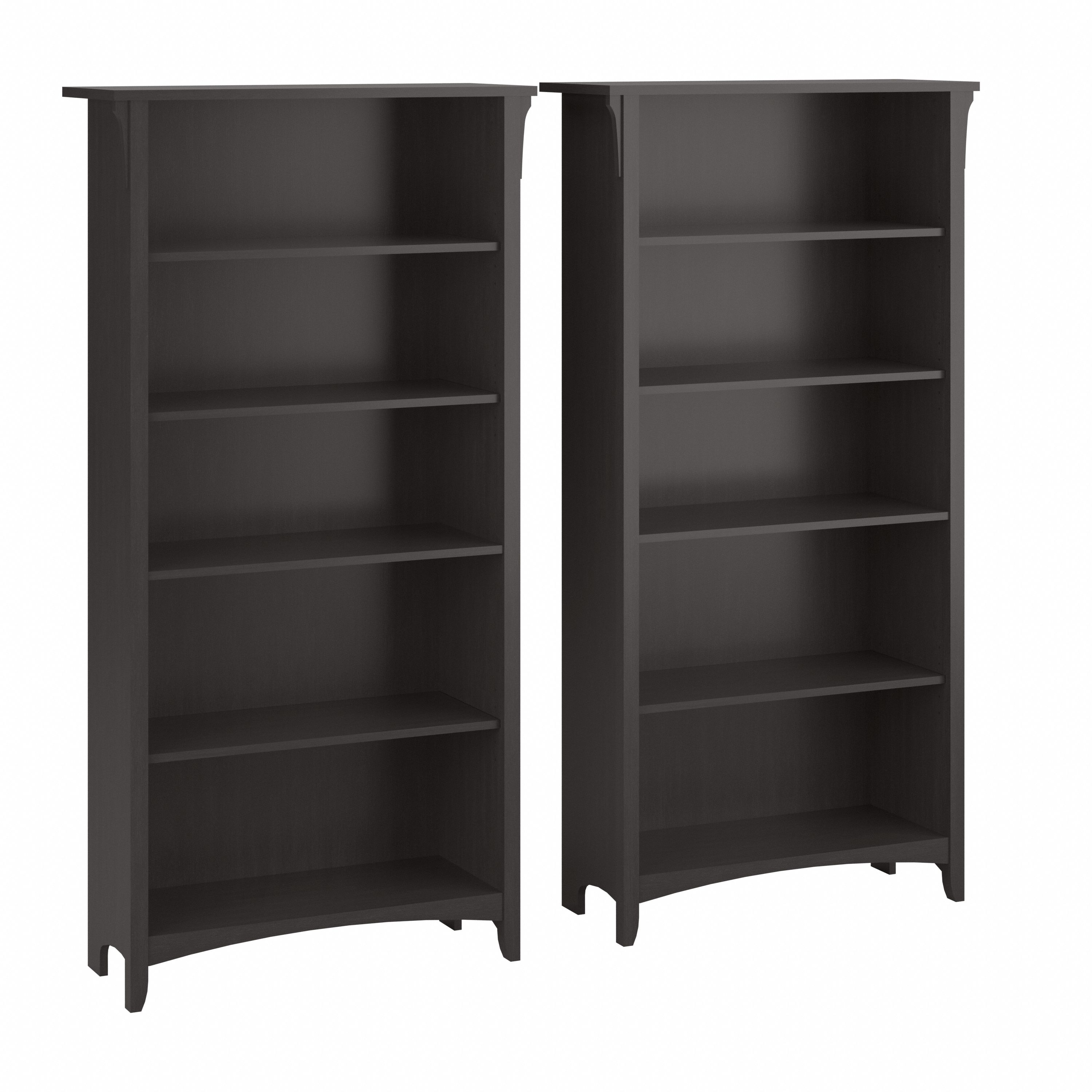 Shop Bush Furniture Salinas Tall 5 Shelf Bookcase - Set of 2 02 SAL036VB #color_vintage black