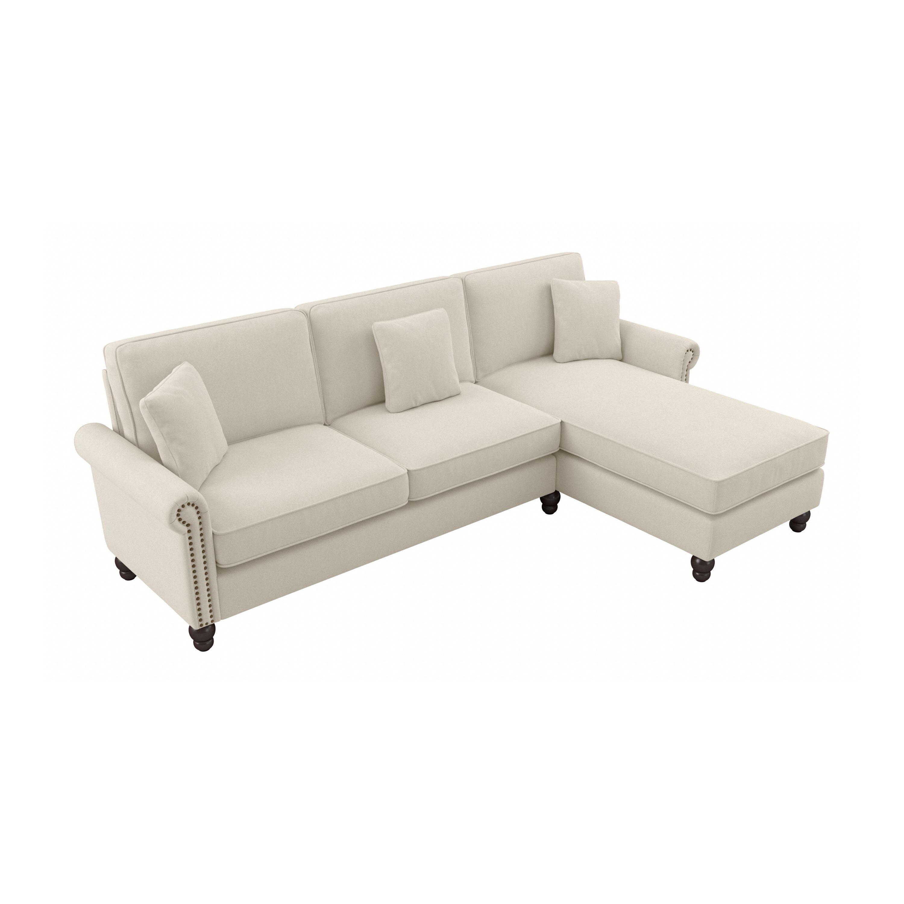 Shop Bush Furniture Coventry 102W Sectional Couch with Reversible Chaise Lounge 02 CVY102BCRH-03K #color_cream herringbone fabric