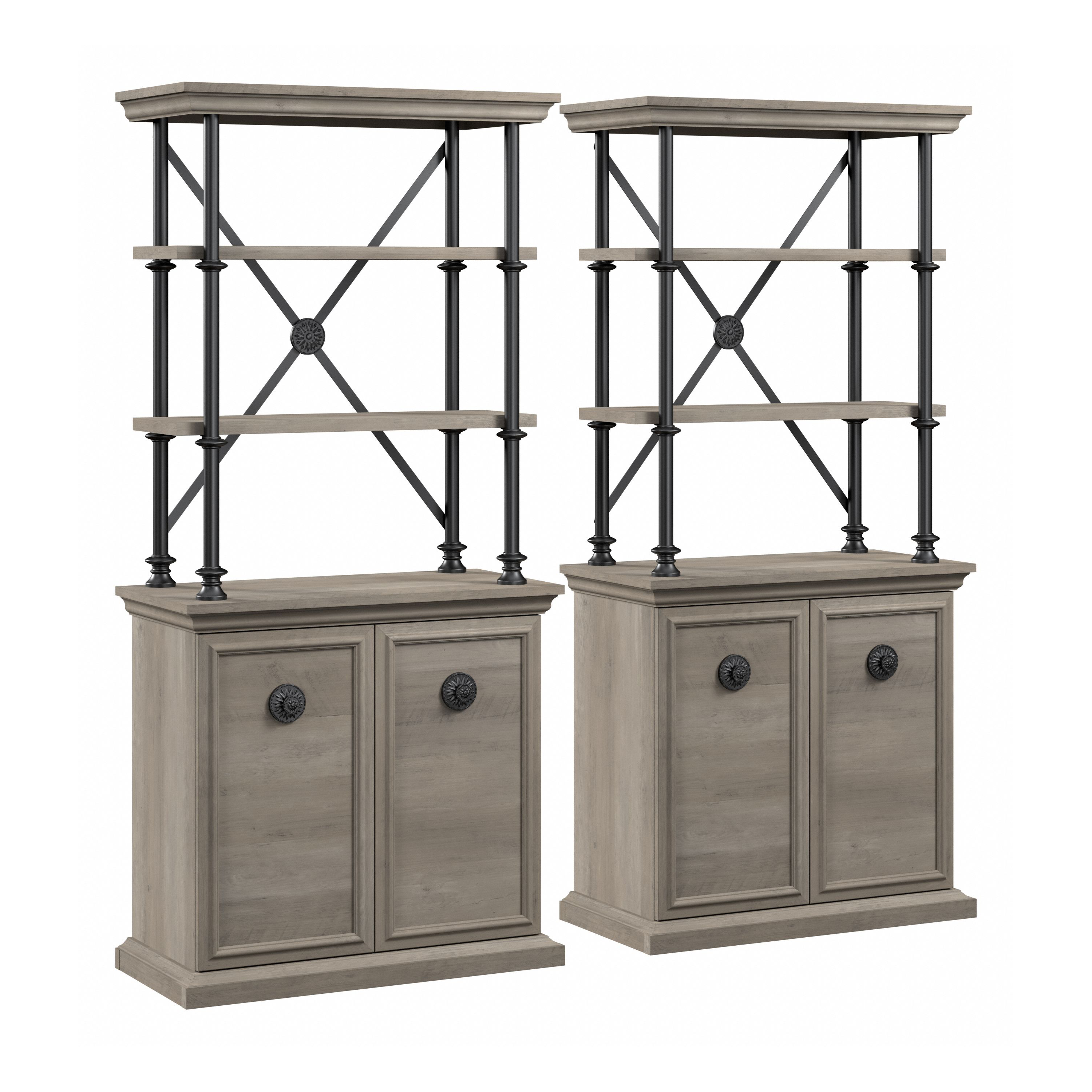 Shop Bush Furniture Coliseum Designer Bookcase with Doors (Set of Two) 02 CSM005DG #color_driftwood gray