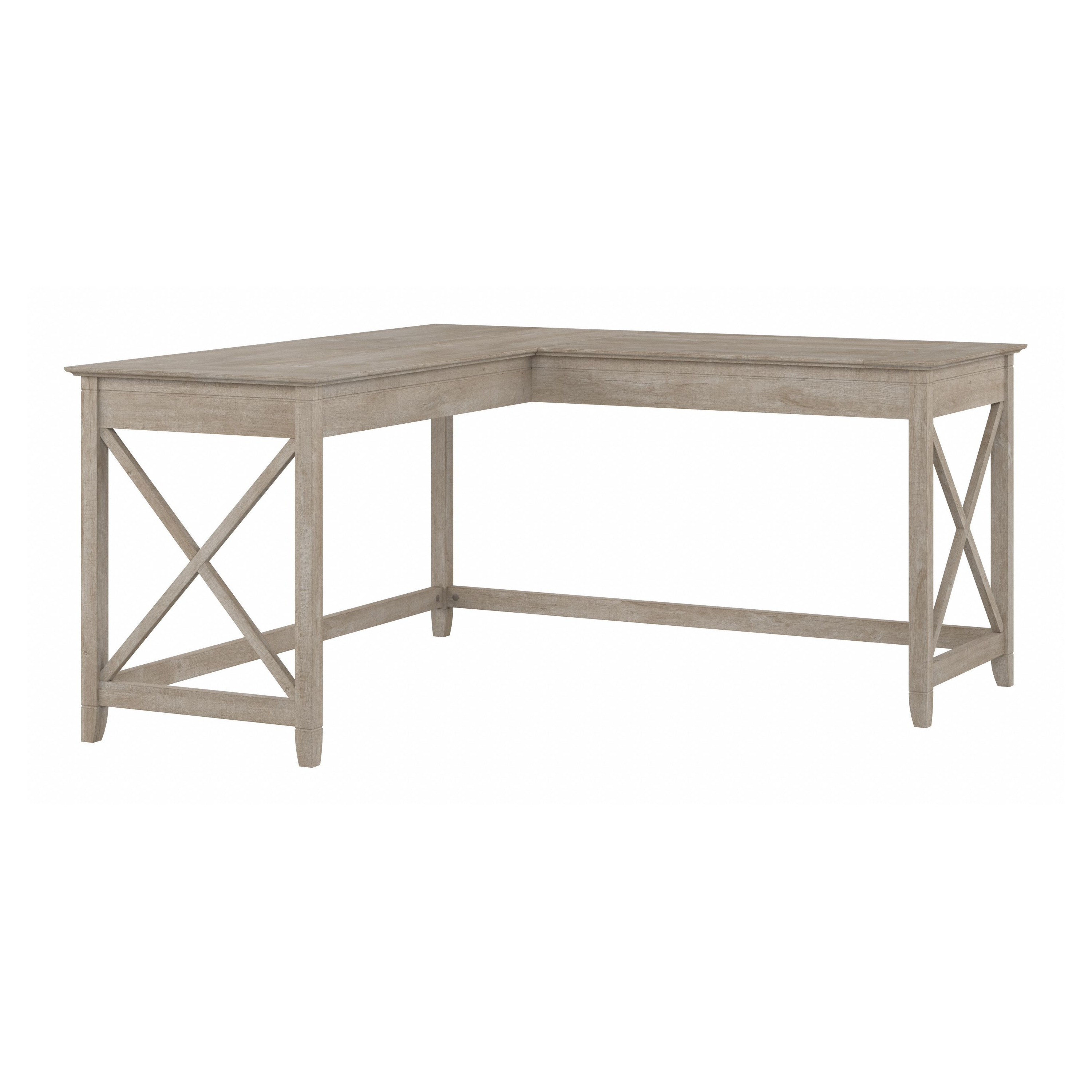 Shop Bush Furniture Key West 60W L Shaped Desk 02 KWD160WG-03 #color_washed gray