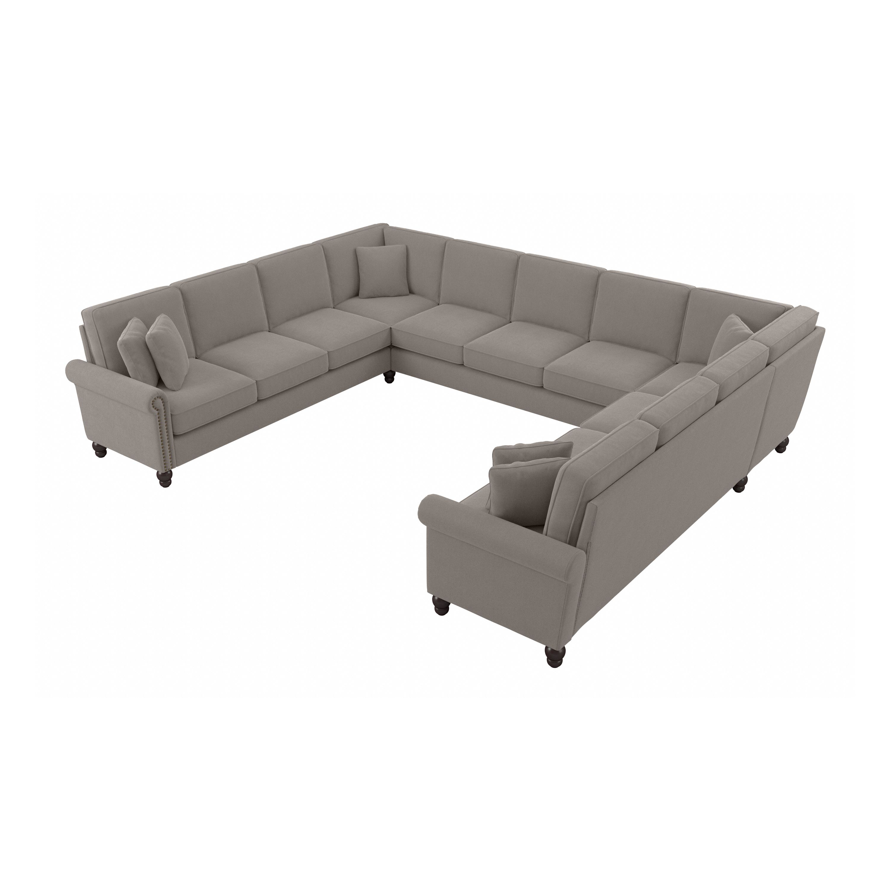 Shop Bush Furniture Coventry 137W U Shaped Sectional Couch 02 CVY135BBGH-03K #color_beige herringbone fabric