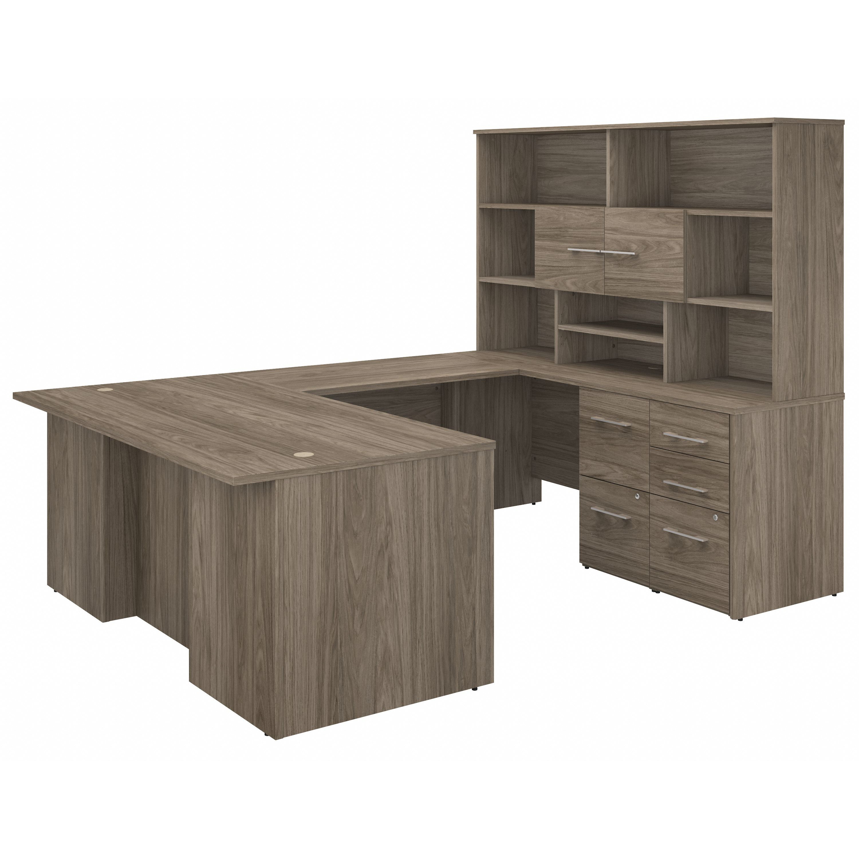 Shop Bush Business Furniture Office 500 72W U Shaped Executive Desk with Drawers and Hutch 02 OF5003MHSU #color_modern hickory
