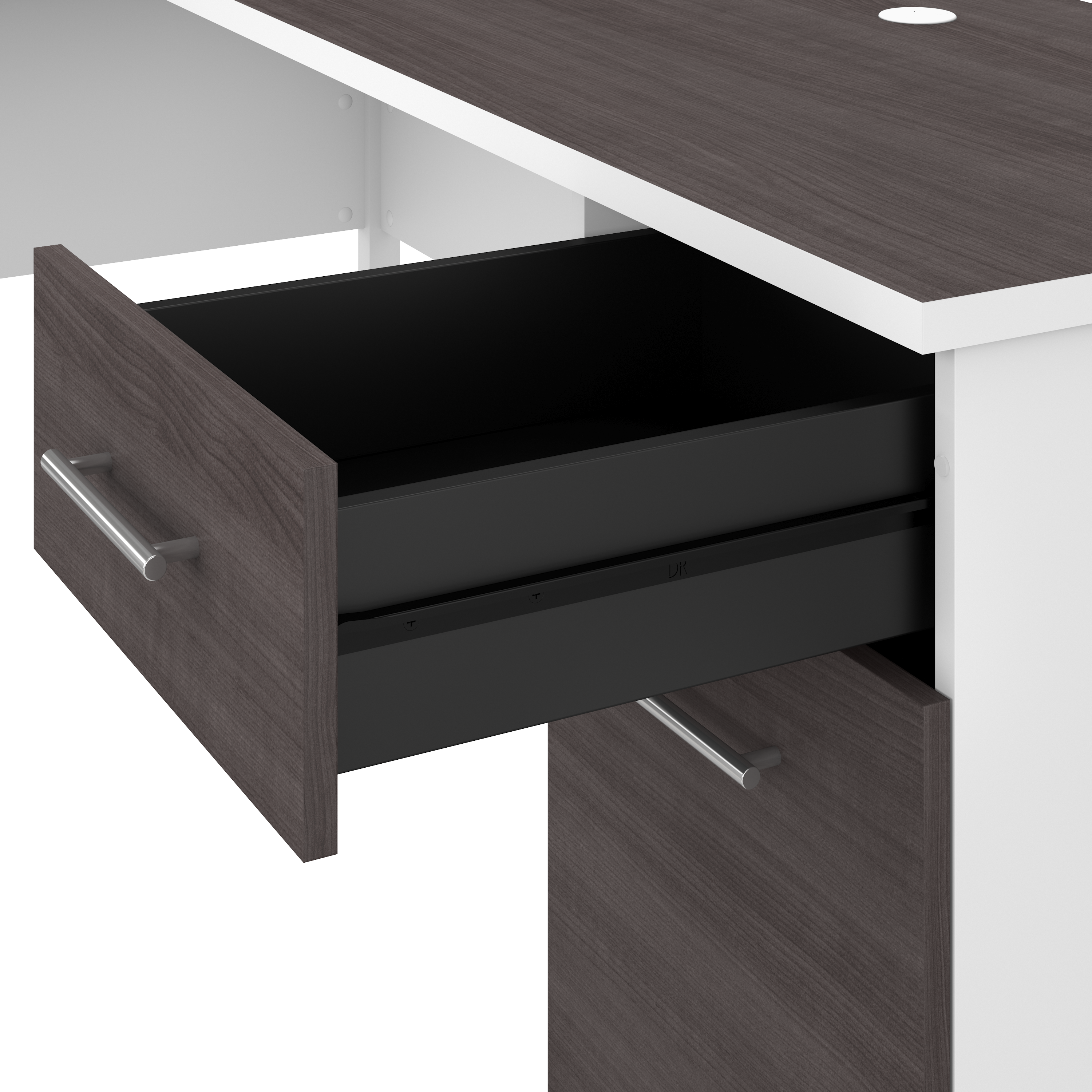 Shop Bush Furniture Somerset 72W 3 Position Sit to Stand L Shaped Desk 03 SET014SGWH #color_storm gray/white