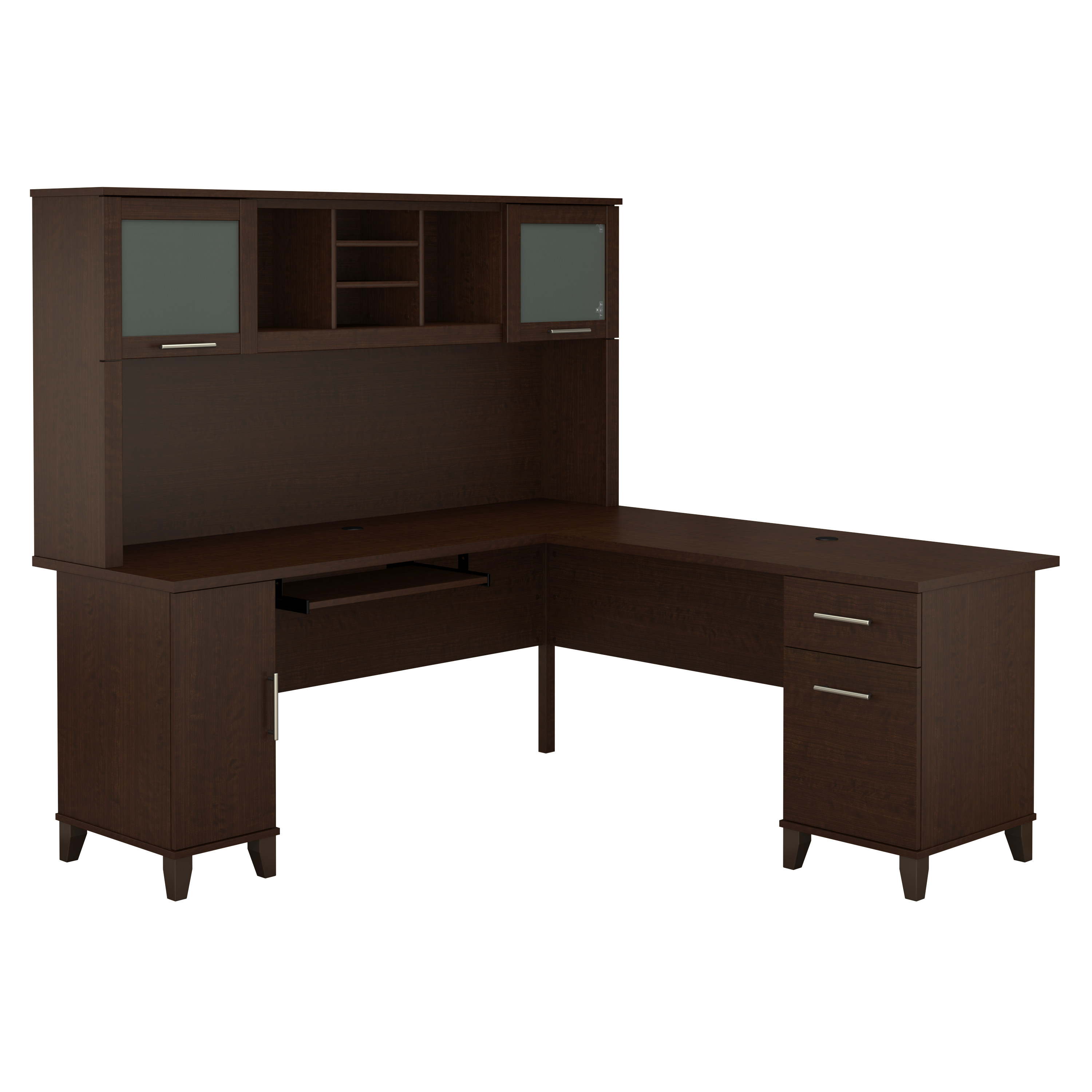 Shop Bush Furniture Somerset 72W L Shaped Desk with Hutch 02 SET001MR #color_mocha cherry