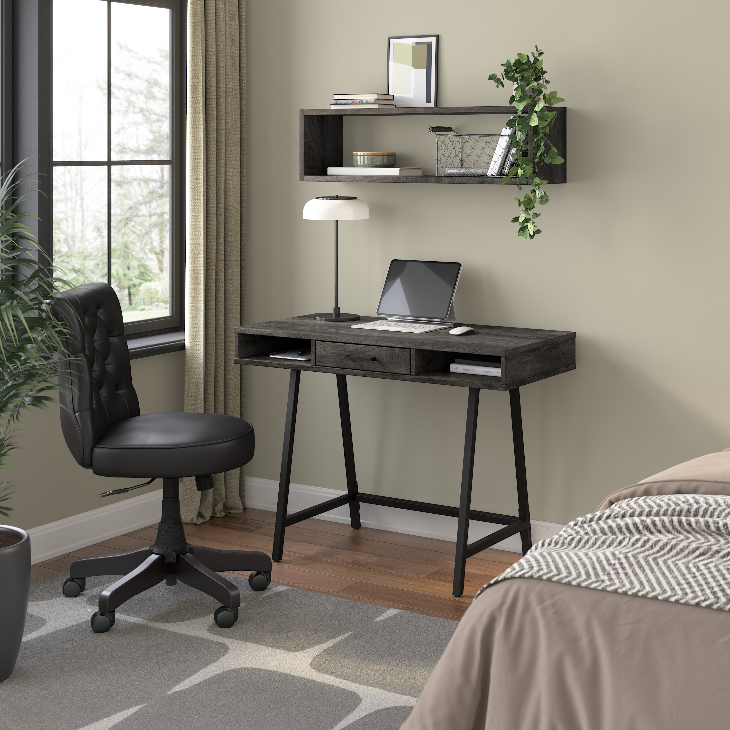 Shop Bush Furniture Steele 40W Writing Desk 01 SED140GH-03 #color_dark gray hickory