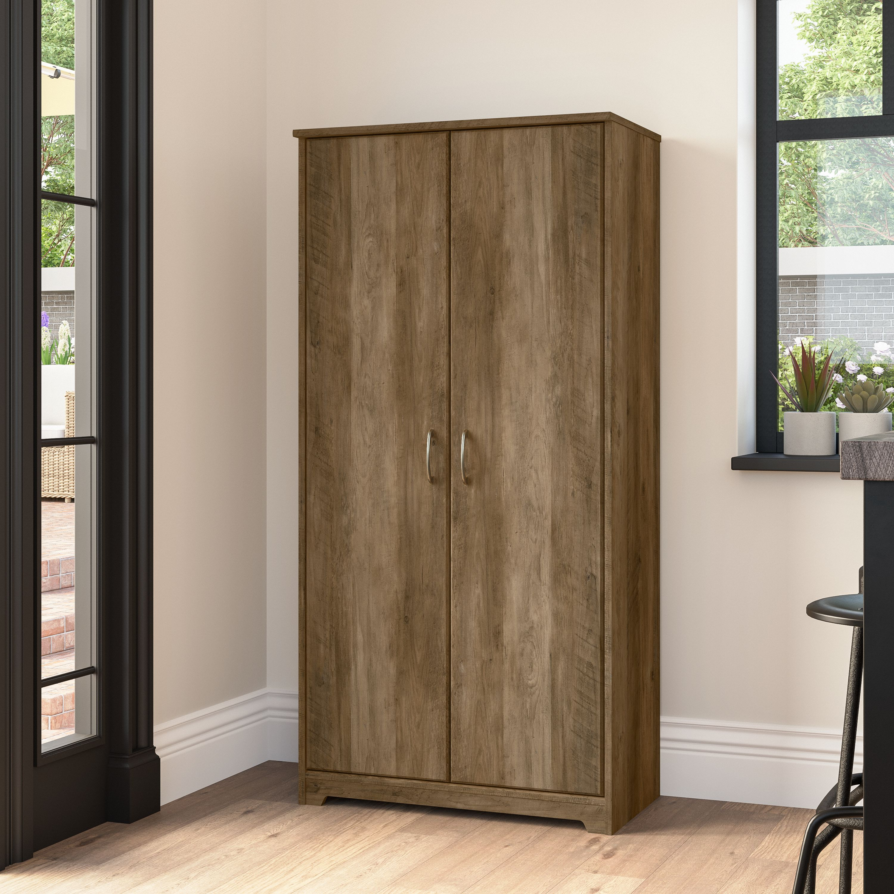 Shop Bush Furniture Cabot Tall Kitchen Pantry Cabinet with Doors 01 WC31599-Z #color_reclaimed pine