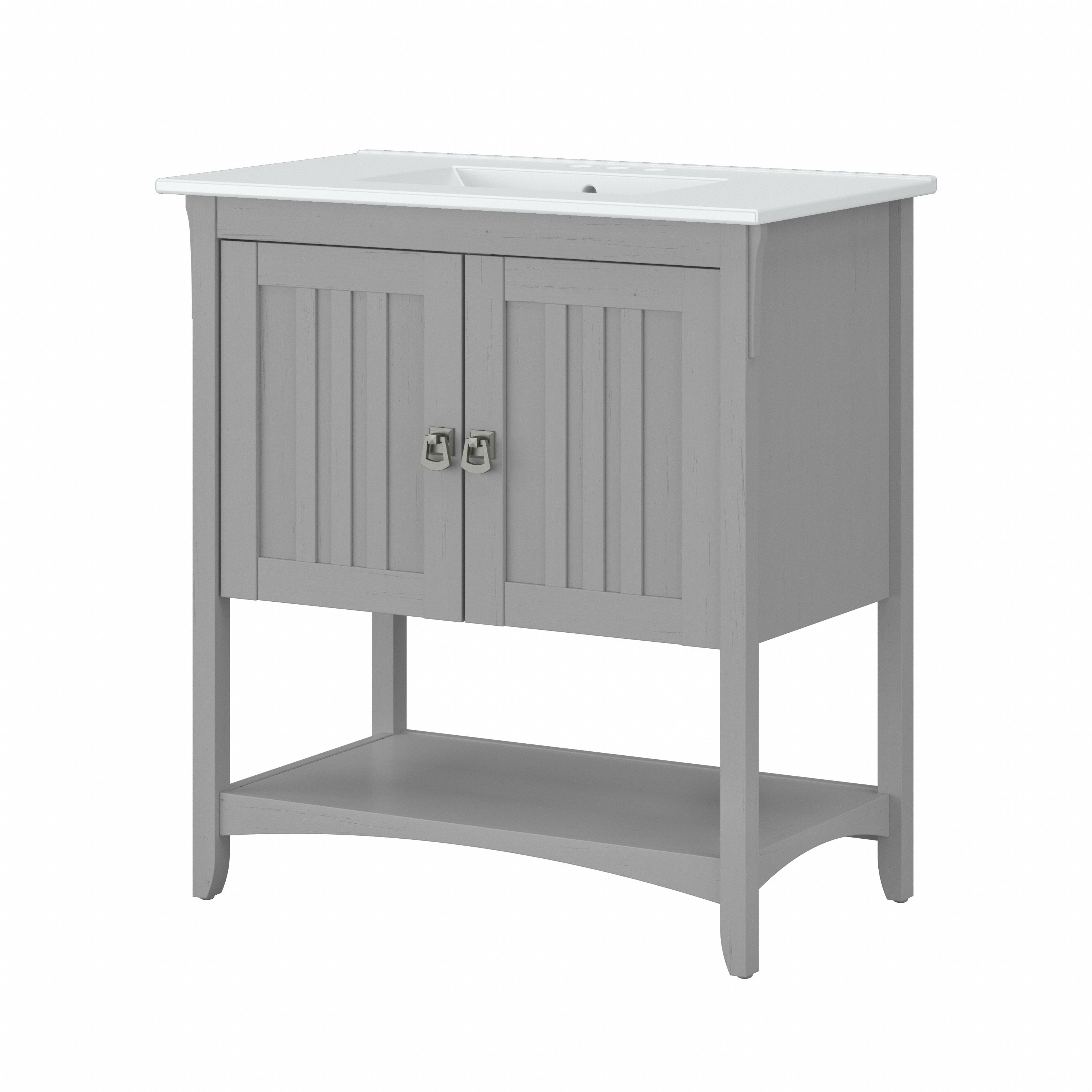 Shop Bush Furniture Salinas 32W Bathroom Vanity with Sink 02 SAVN132CG-03K #color_cape cod gray