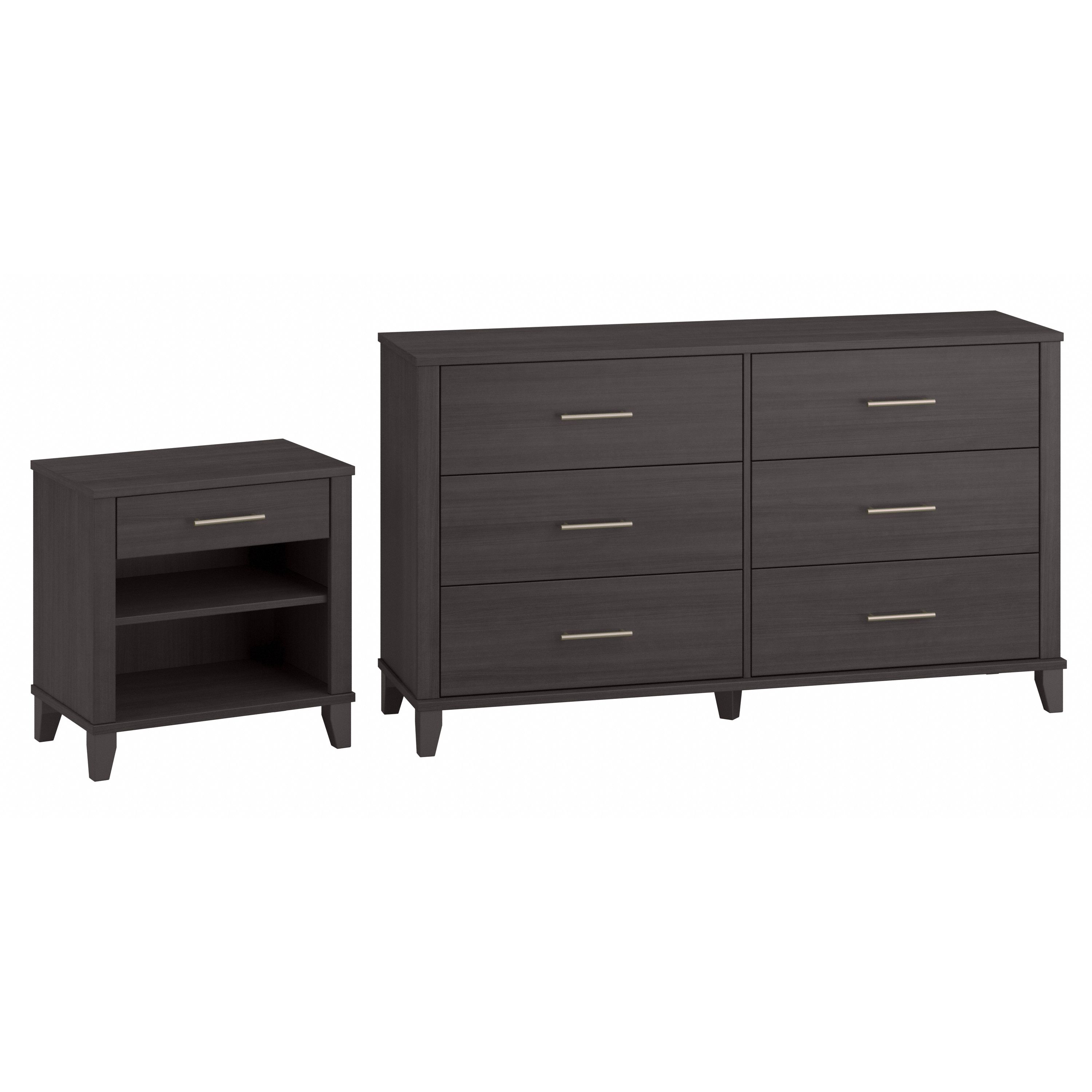 Shop Bush Furniture Somerset 6 Drawer Dresser and Nightstand Set 02 SET035SG #color_storm gray