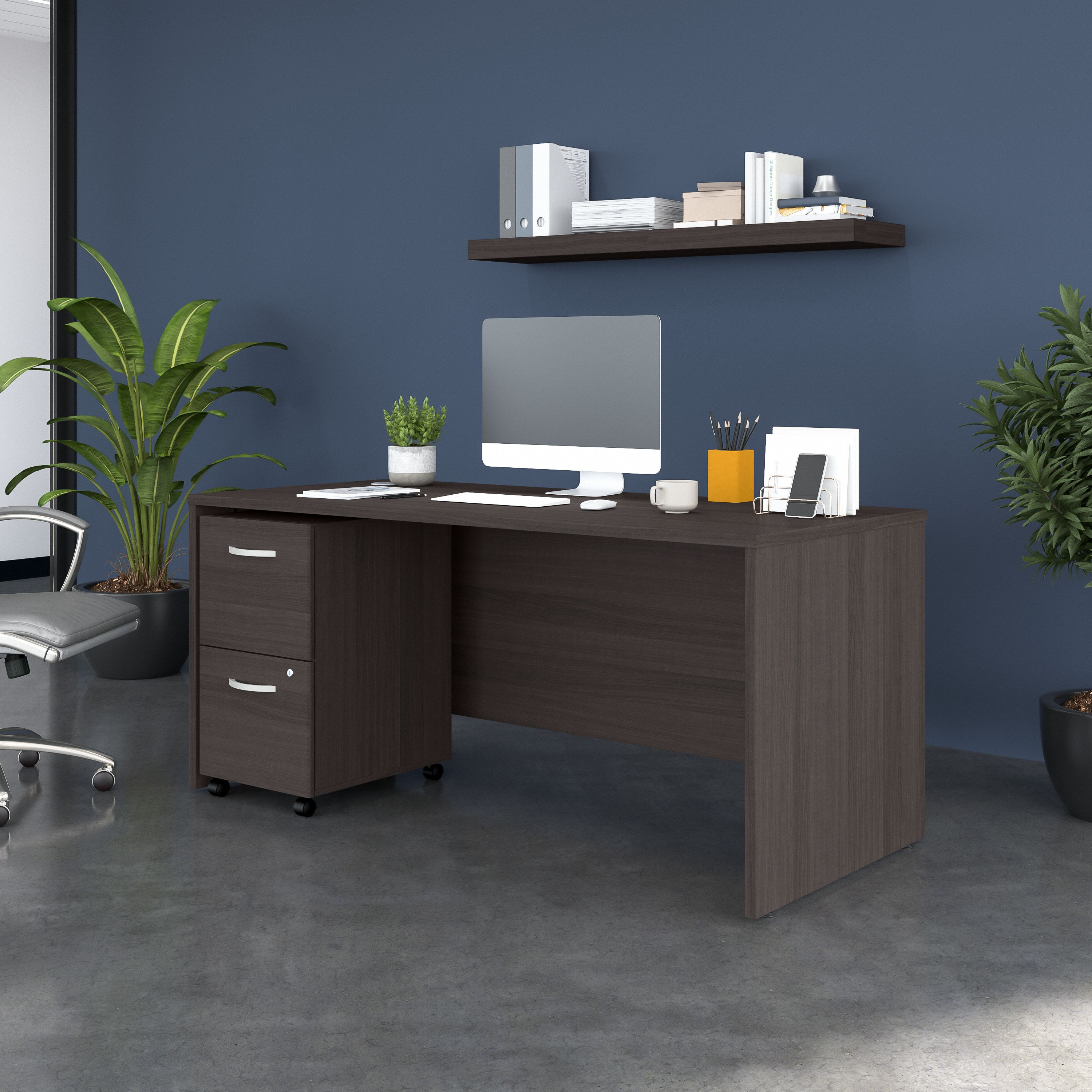 Shop Bush Business Furniture Studio C 66W x 30D Office Desk with 2 Drawer Mobile File Cabinet 01 STC071SGSU #color_storm gray