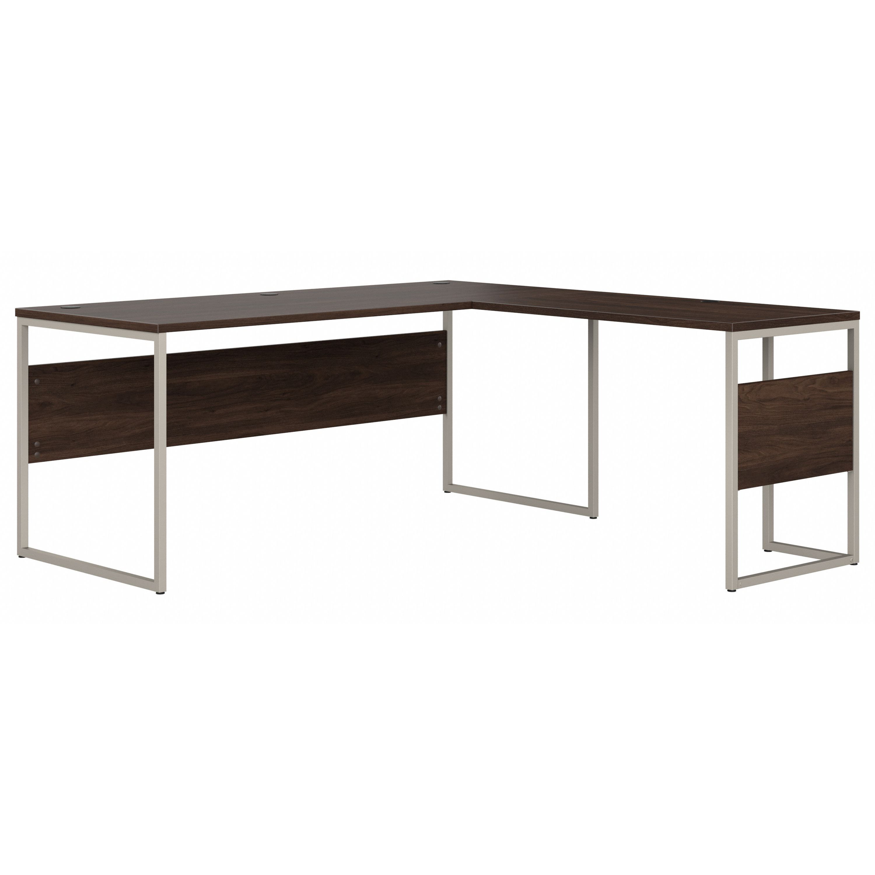 Shop Bush Business Furniture Hybrid 72W x 30D L Shaped Table Desk with Metal Legs 02 HYB026BW #color_black walnut