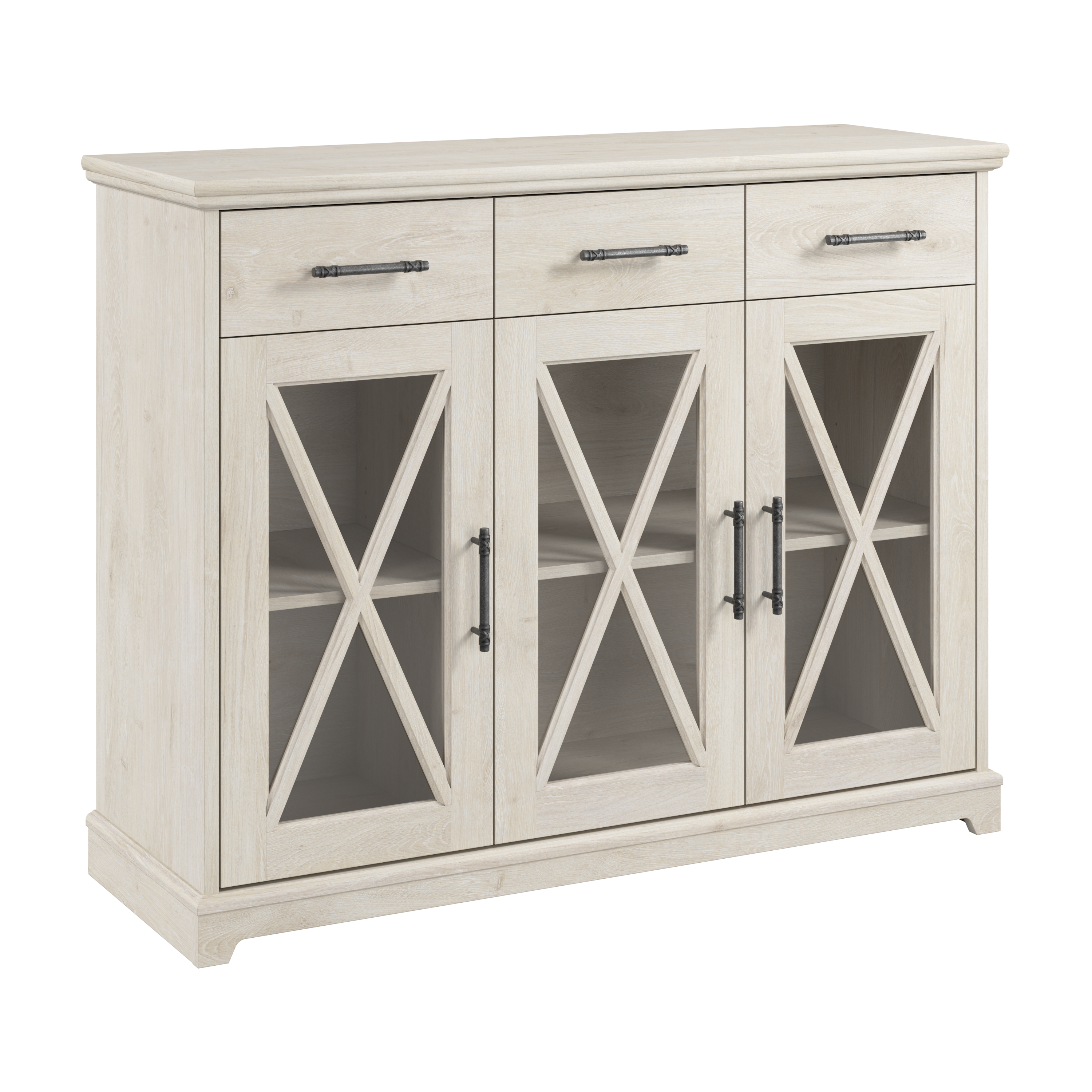 Shop Bush Furniture Lennox 46W Farmhouse Sideboard Buffet Cabinet with Drawers 02 LEV146LW-03 #color_linen white oak