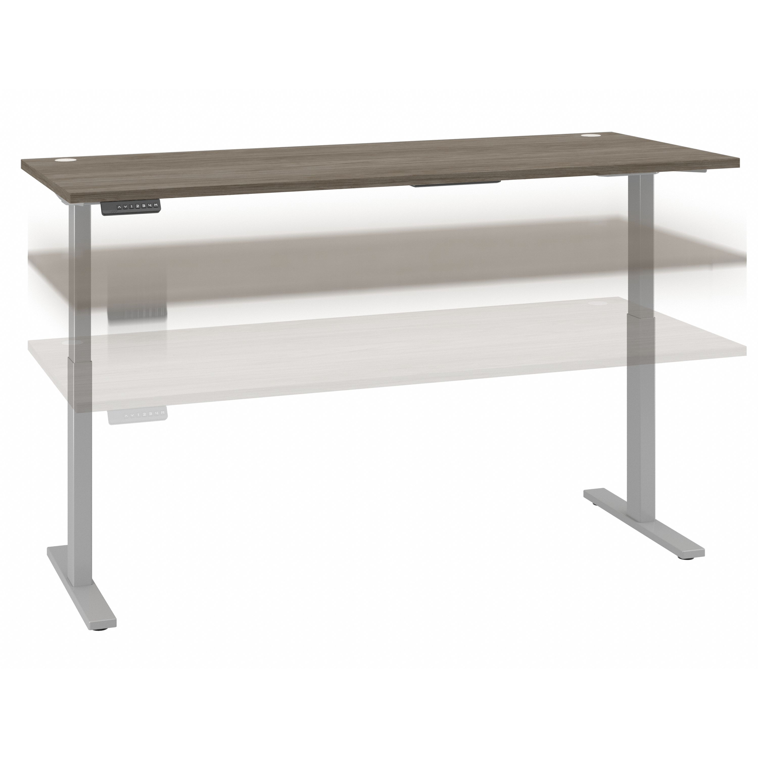 Shop Move 60 Series by Bush Business Furniture 72W x 30D Height Adjustable Standing Desk 02 M6S7230MHSK #color_modern hickory/cool gray metallic