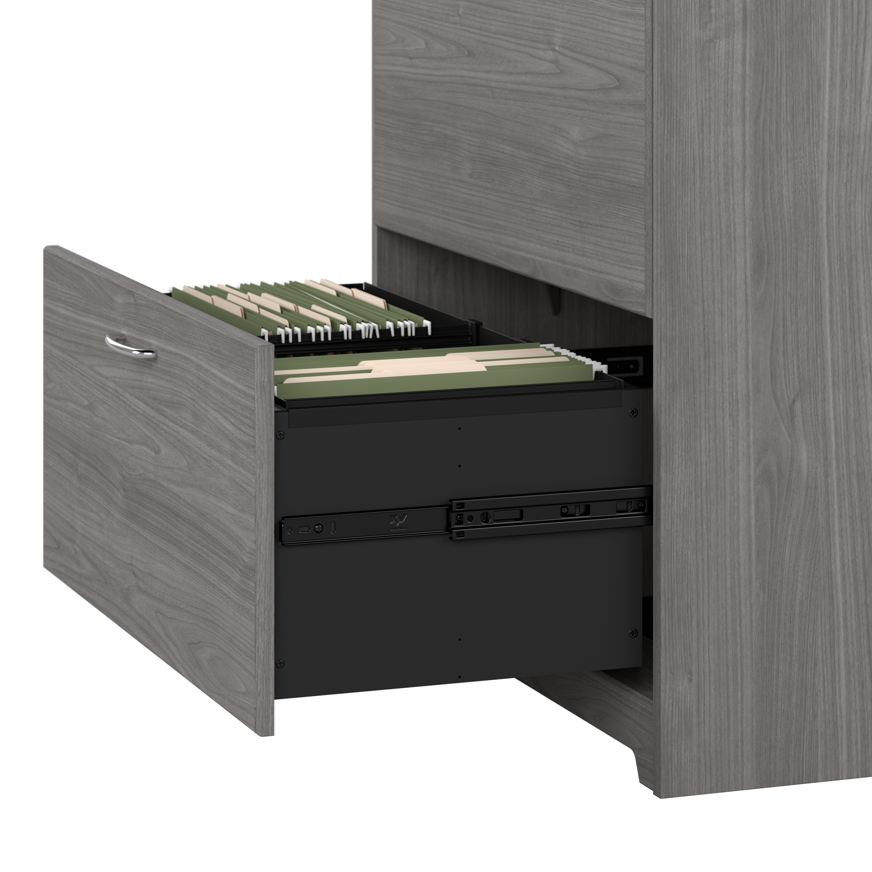 Shop Bush Furniture Cabot 60W L Shaped Computer Desk with Hutch, File Cabinet and Bookcase 09 CAB010MG #color_modern gray