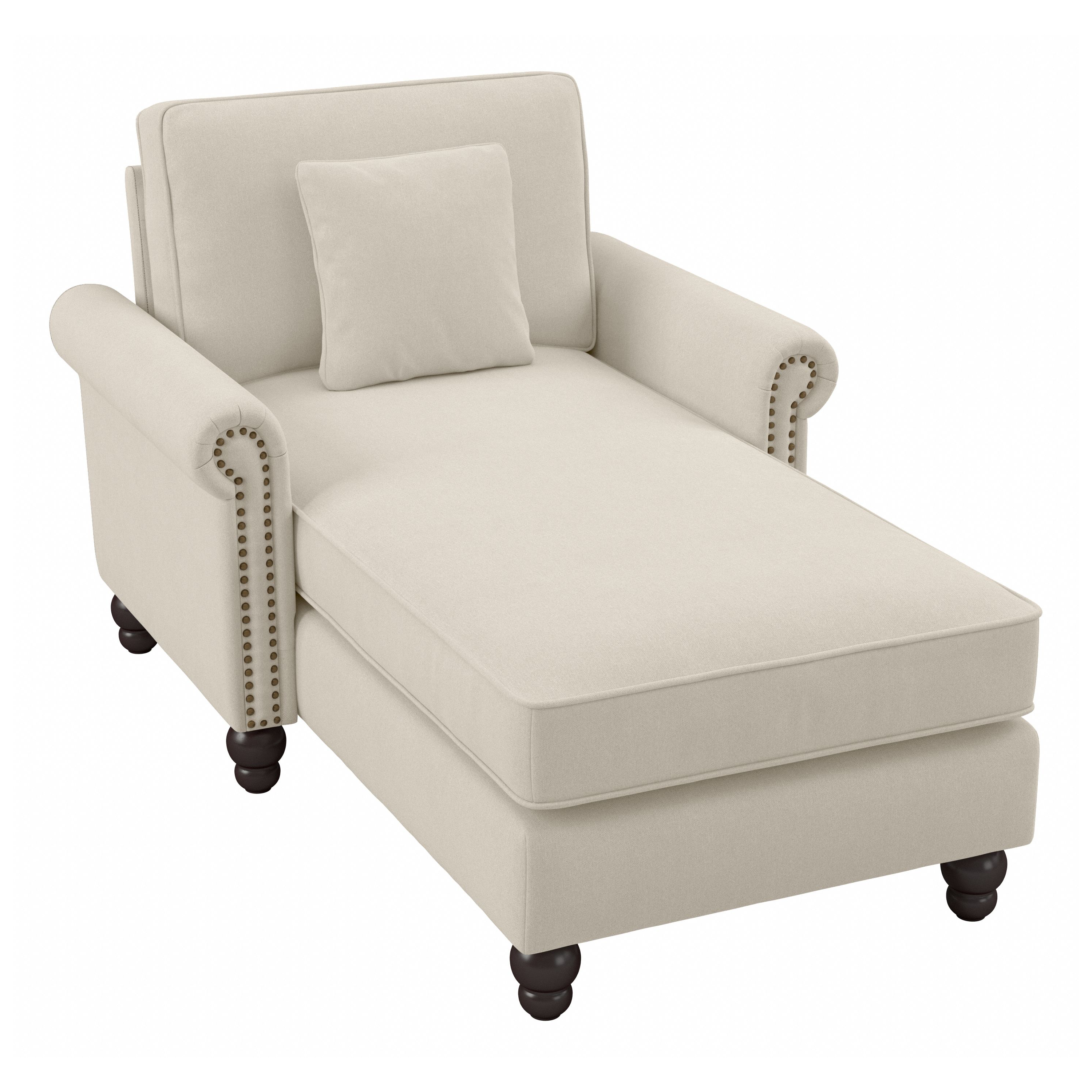 Shop Bush Furniture Coventry Chaise Lounge with Arms 02 CVM41BCRH-03K #color_cream herringbone fabric