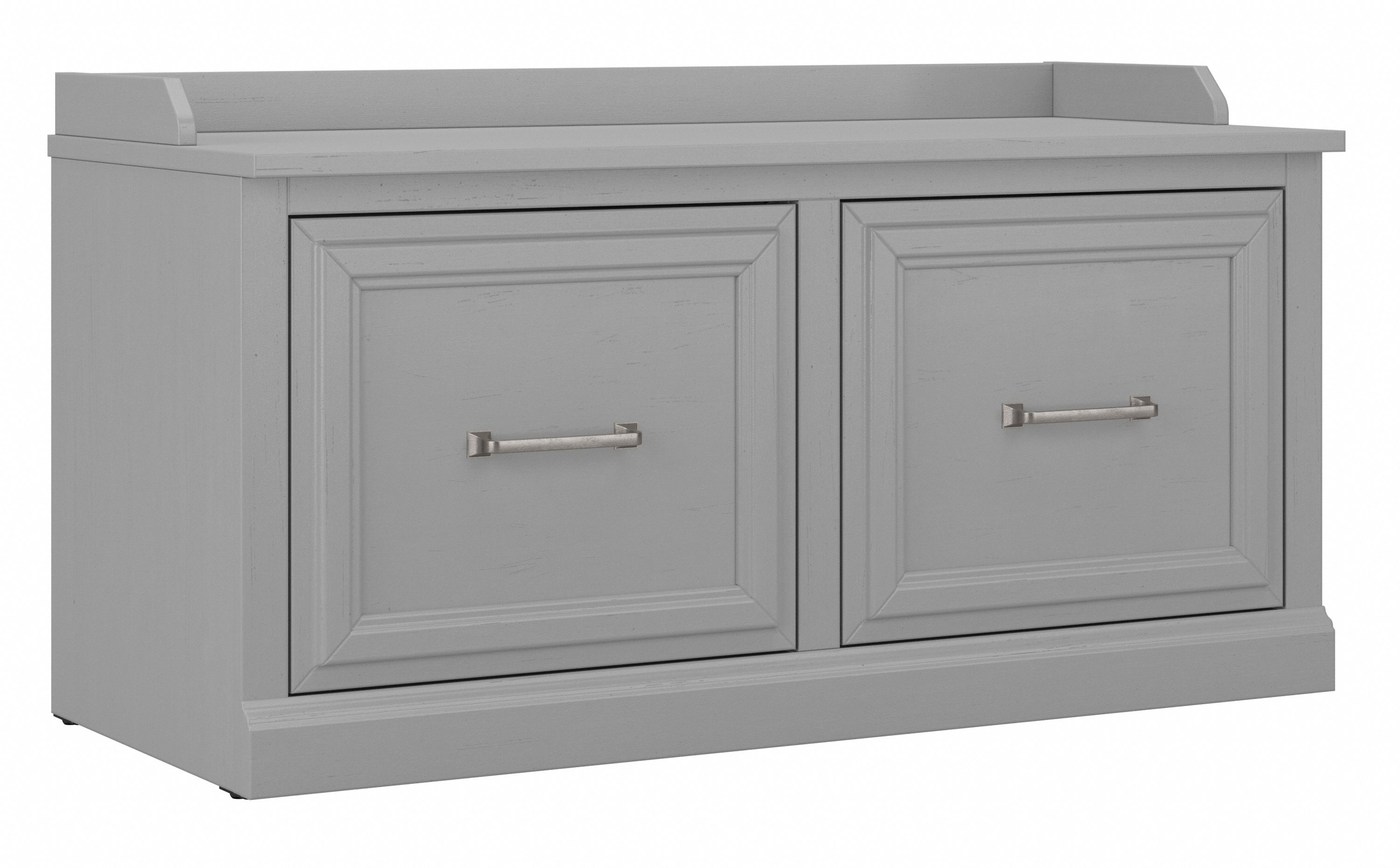 Shop Bush Furniture Woodland 40W Shoe Storage Bench with Doors 02 WDS140CG-03 #color_cape cod gray